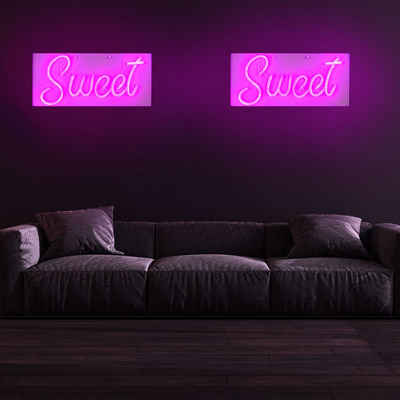 etc-shop Dekolicht, LED-Leuchtmittel fest verbaut, Neon Sign Sweet LED Schild Schrift Neonschriftzug Wand