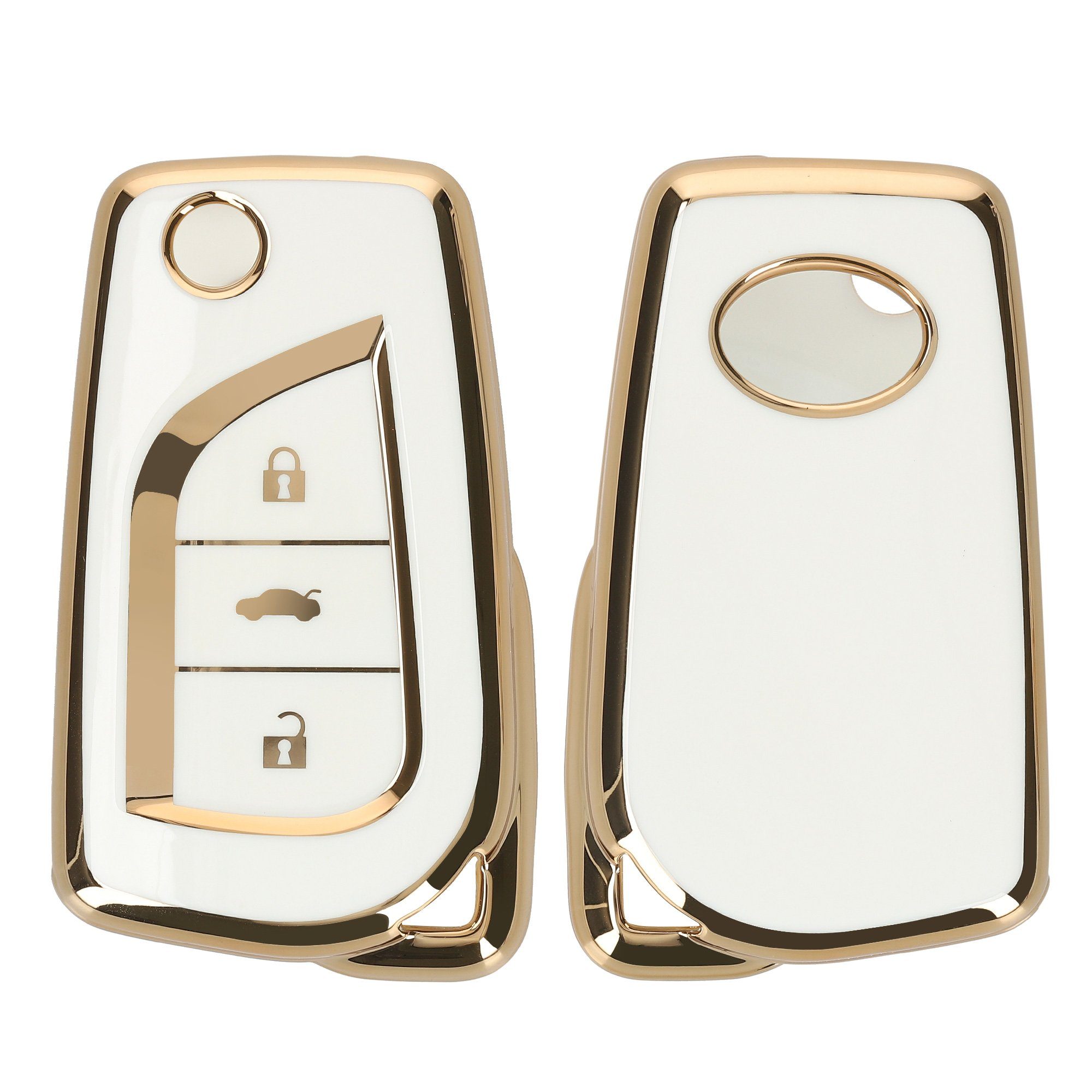 kwmobile Schlüsseltasche Autoschlüssel Hülle für Toyota, Schlüsselhülle Silikon Cover Weiß