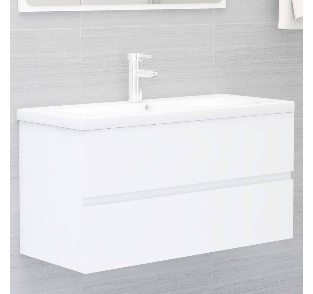 Thumbnail - vidaXL Waschtisch Waschbeckenunterschrank mit Einbaubecken Weiß Spanplatte 91 cm