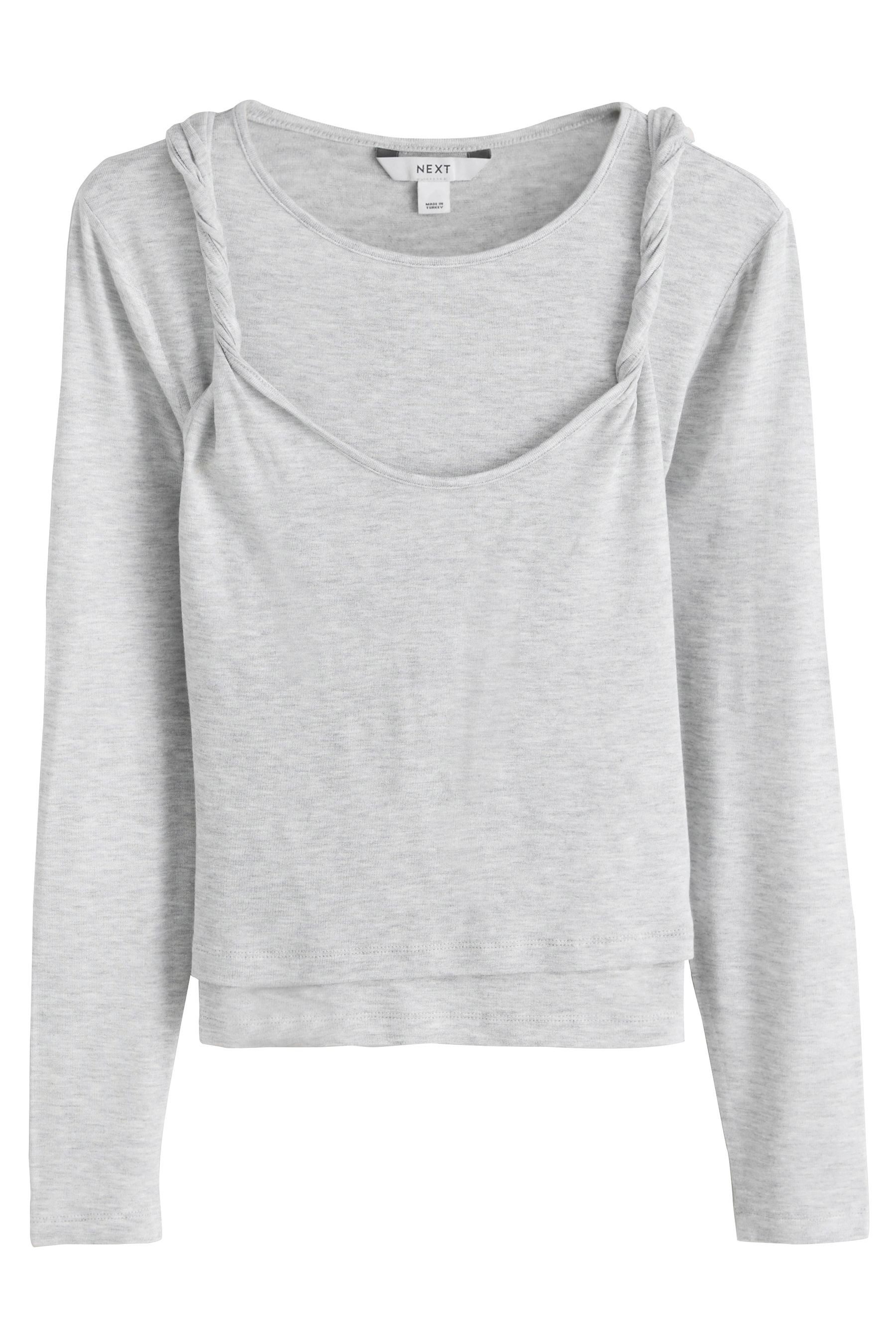 Next Blusenshirt Langärmelige, mehrlagige Strick-Camisole (2-tlg)