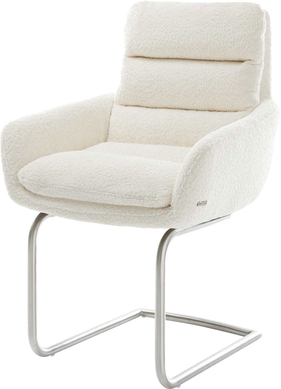 DELIFE Polsterstuhl Abelia-Flex, mit Armlehnen Freischwinger rund Edelstahl günstig online kaufen