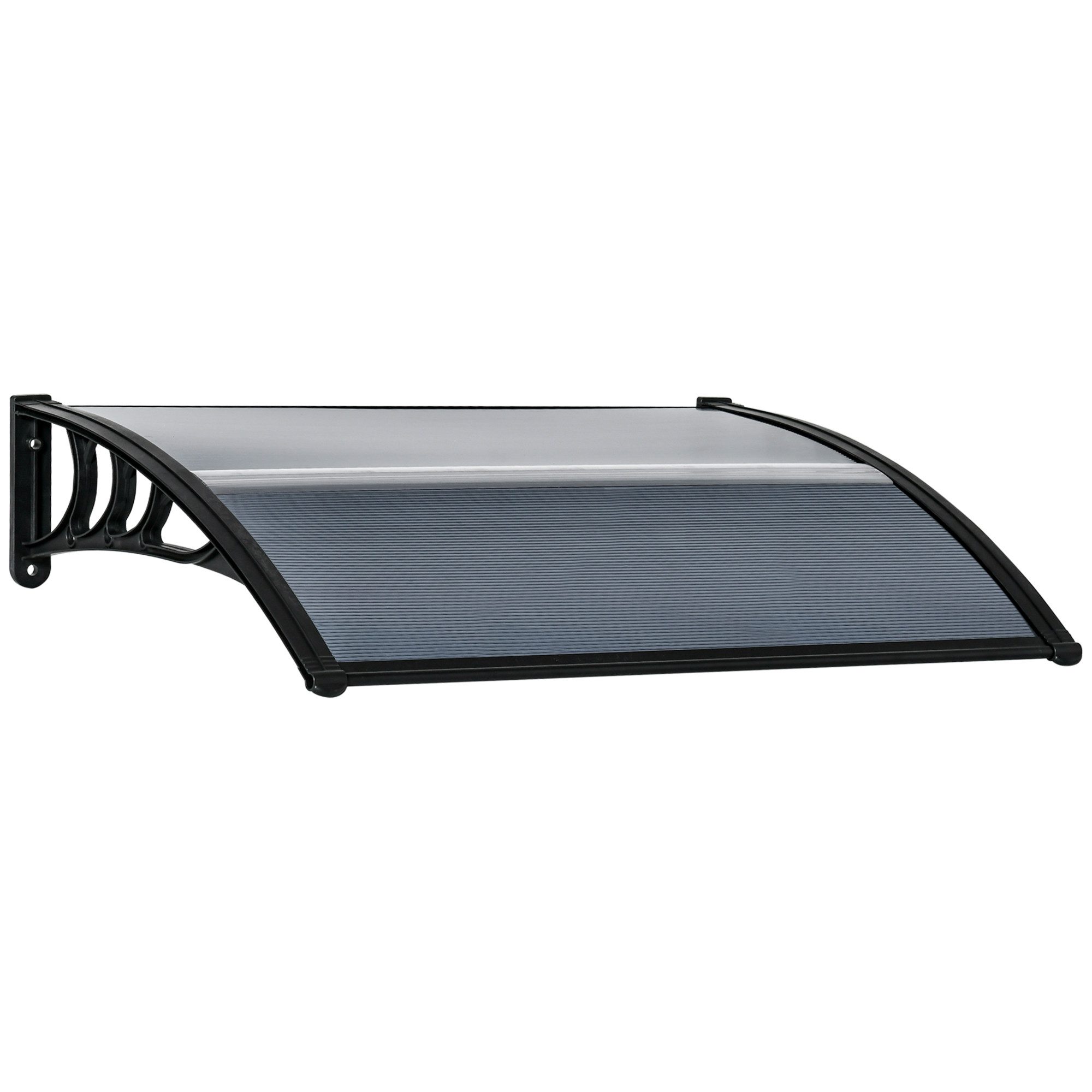 MC Star Vordach für Haustür 100 x 75 cm Pultbogenvordach Überdachung aus Aluminium (und Polycarbonat Pultvordach mit UV Schutz Haustürvordach für Balkon, Sonnenschutz, Regenschutz, Schwarz)