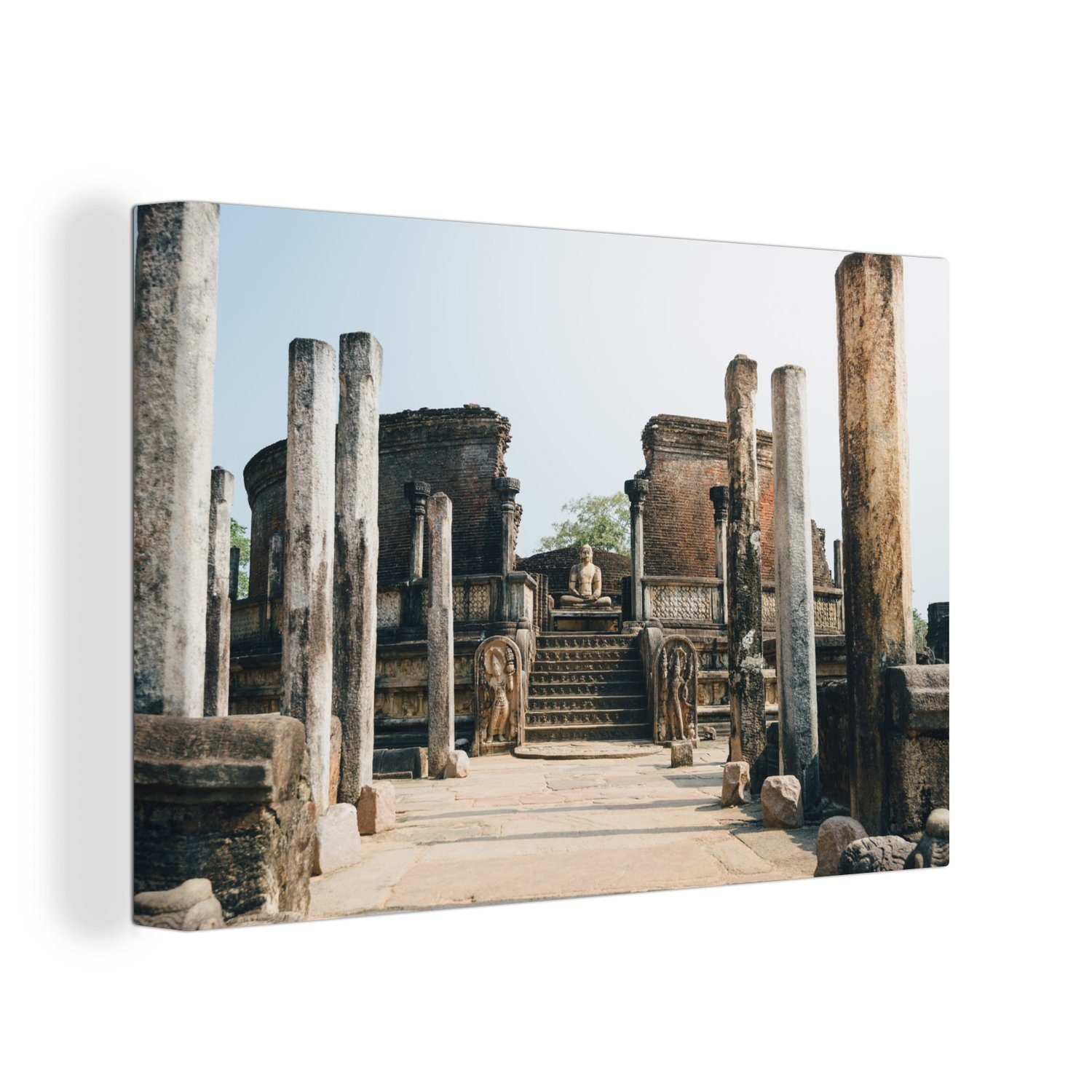 Aufhängefertig, Wanddeko, Lanka, St), Leinwandbilder, Wandbild von OneMillionCanvasses® 30x20 Steinsäulen Sri cm (1 Polonnaruwa Leinwandbild Große