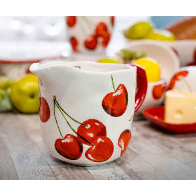 Neuetischkultur Karaffe Milchkrug aus Keramik 900 ml Cherry, (Stück, 1-tlg., 1 Krug), Kanne Serviergeschirr