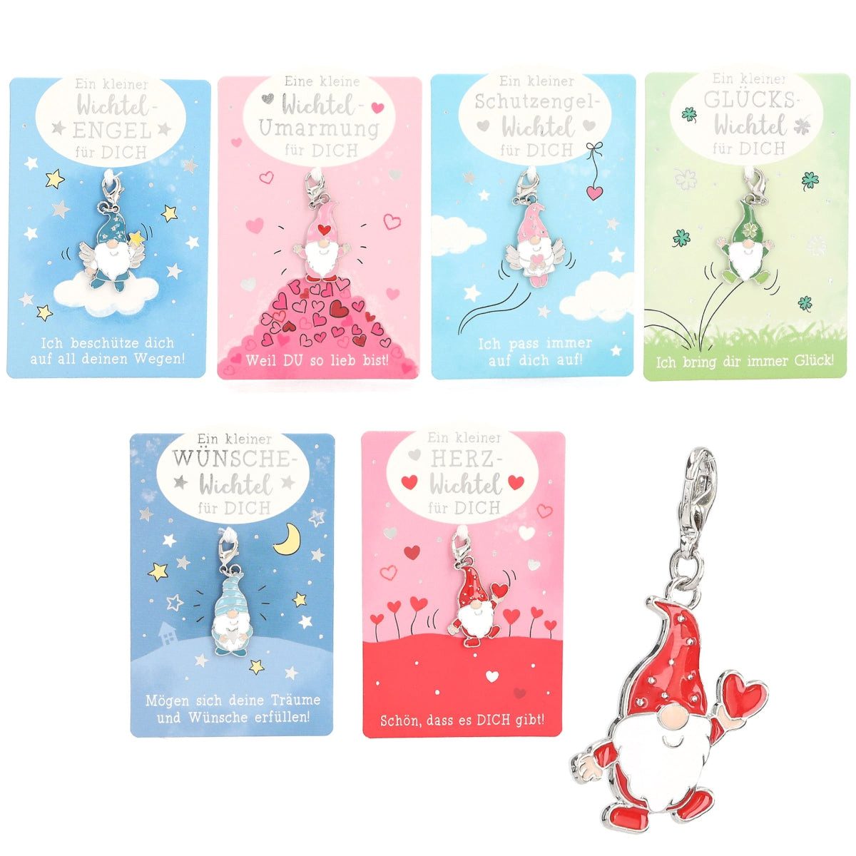 Depesche Spiel Wichtel Anhänger mit Karabiner - 6 Designs sortiert