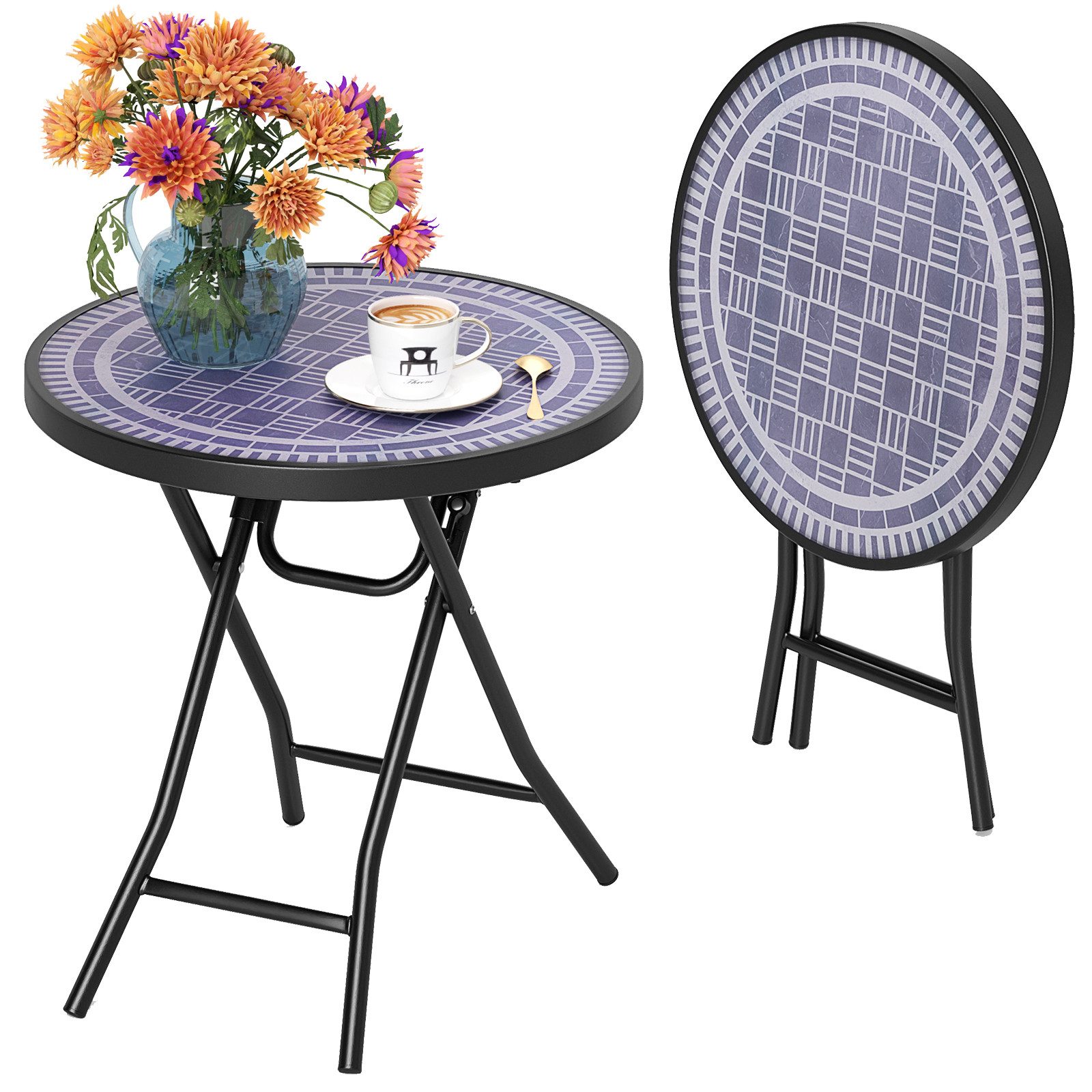 KOMFOTTEU Gartentisch, Beistelltisch klappbar aus Metall, günstig online kaufen