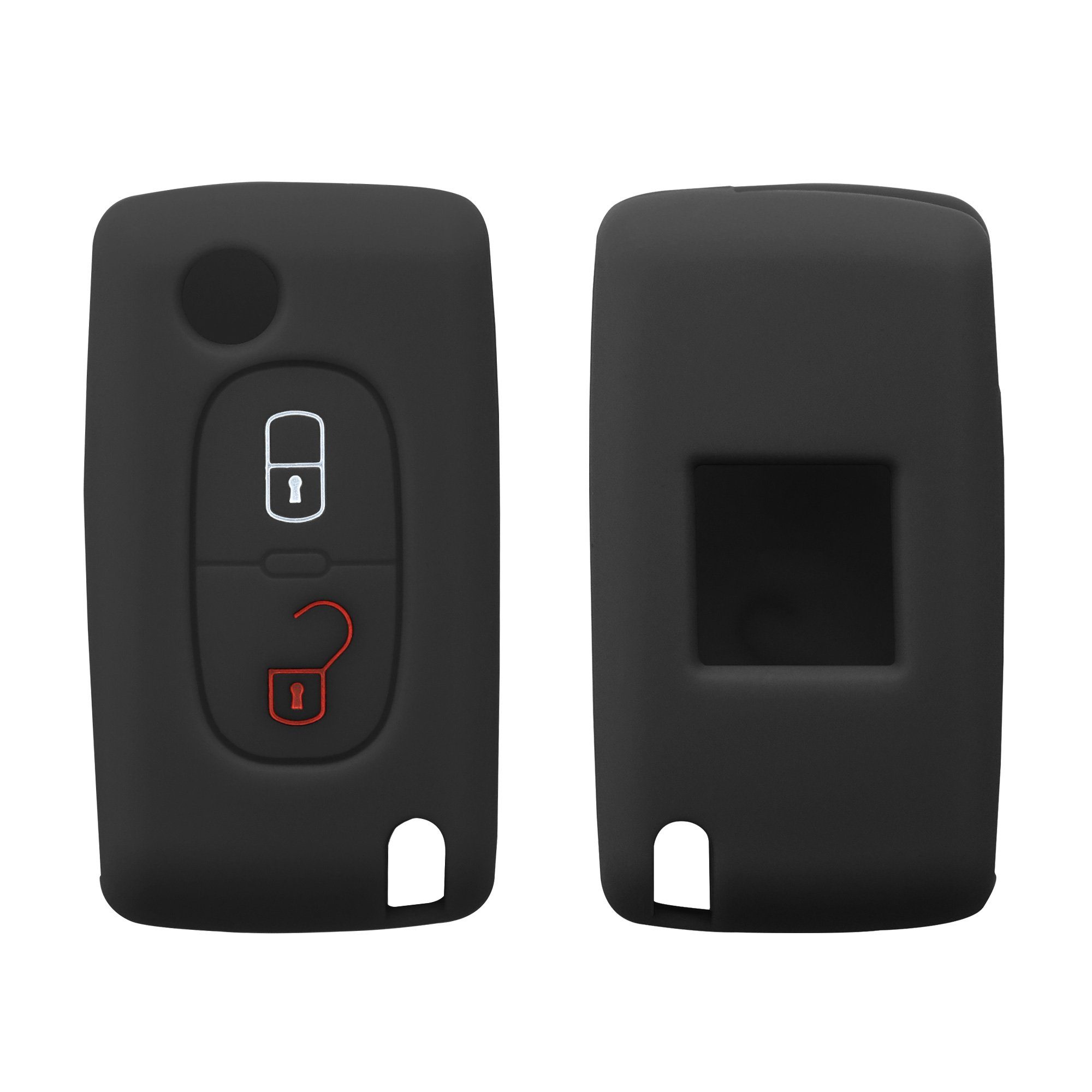 kwmobile Schlüsseltasche Autoschlüssel Silikon Hülle für Peugeot Citroen, Schlüsselhülle Schlüssel Case Cover Schwarz