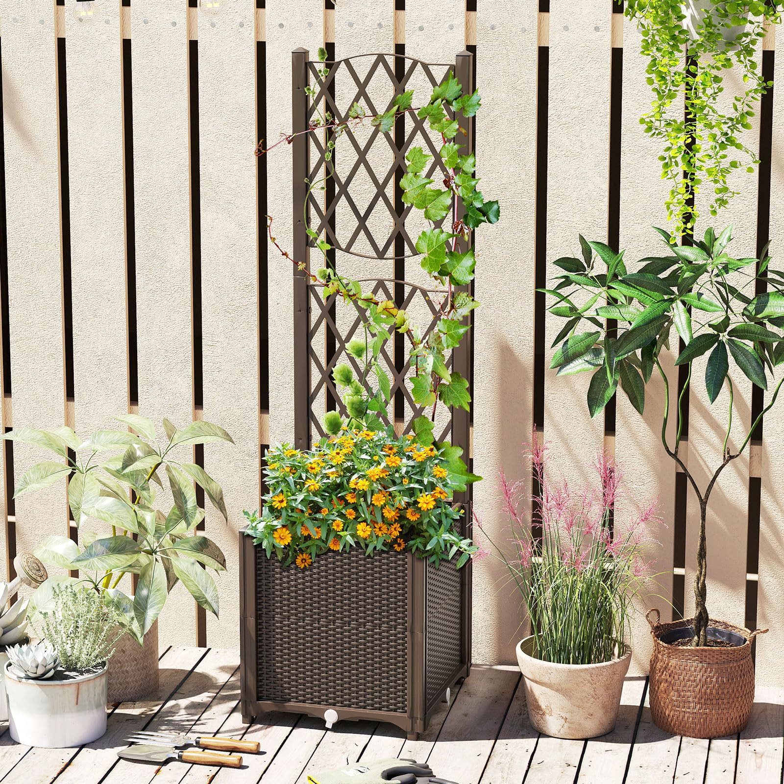 COSTWAY Blumenkasten (1 St), mit Rankgitter, günstig online kaufen