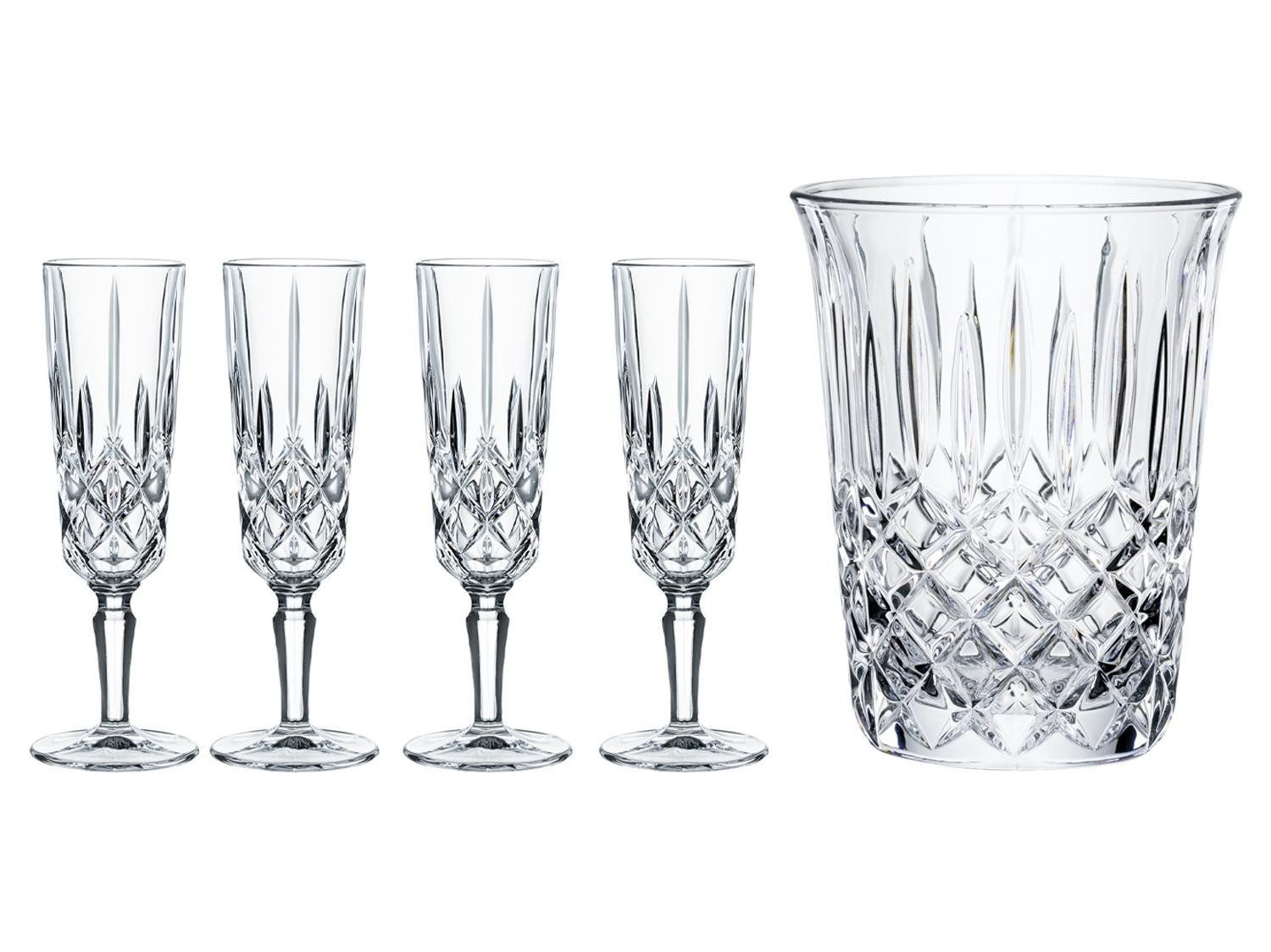 Sektkühler mit Sektgläsern NOBLESSE, 5-teilig, Kristallglas