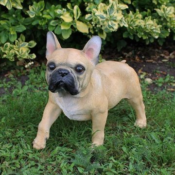 colourliving Tierfigur Hunde Figur Französische Bulldogge Figur stehend braun lebensecht (1x stehend), handbemalt, wetterfest, lebensecht wirkend