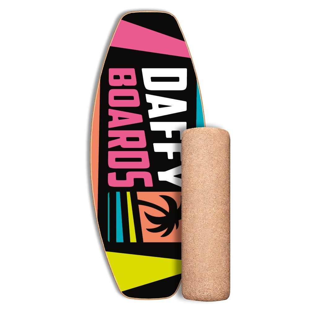 Daffy Boards Balanceboard Allrounder Set mit Korkrolle - Design: Neon