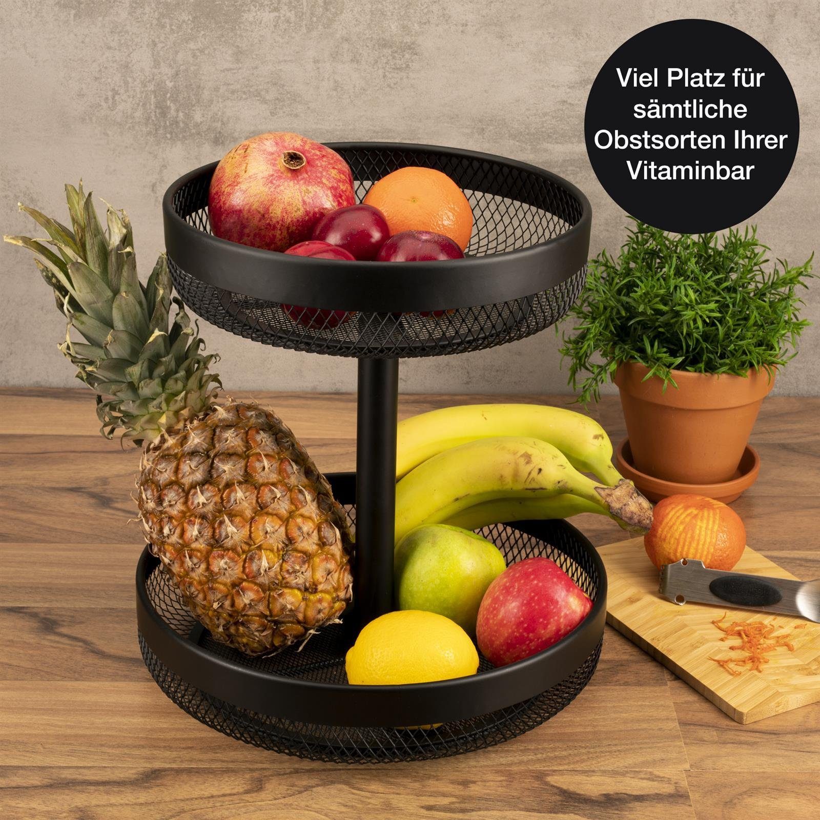 Moritz & Moritz Etagere Obst Etagere, Metall, (2-stöckig), Obstkorb Etagere Schwarz