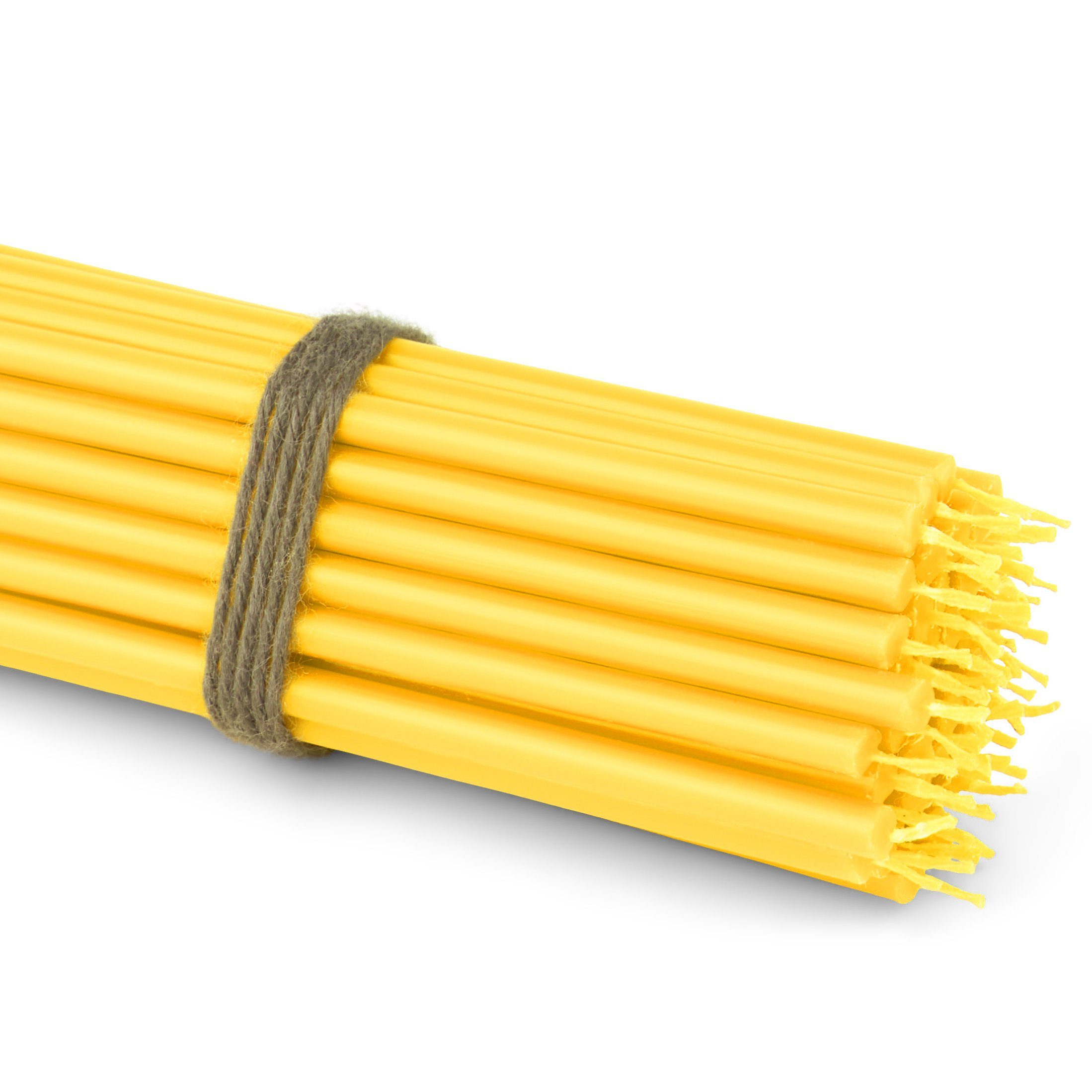 NKlaus Spitzkerze 50x Stabkerzen gelb Rußfrei Tropffrei dünn L 16cm (50 Stück = ca. 200g)