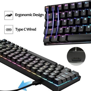 LexonElec RGB-Hintergrundbeleuchtung Tastatur- und Maus-Set, mit 68 Tasten und 18 Modi für ein optimales Spielerlebnis Beleuchtung