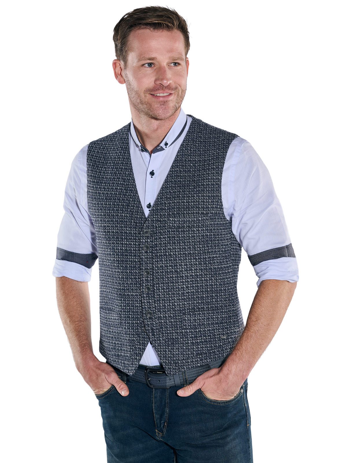 Engbers Anzugweste engbers Herren Weste in Strickoptik, Saphirblau günstig online kaufen