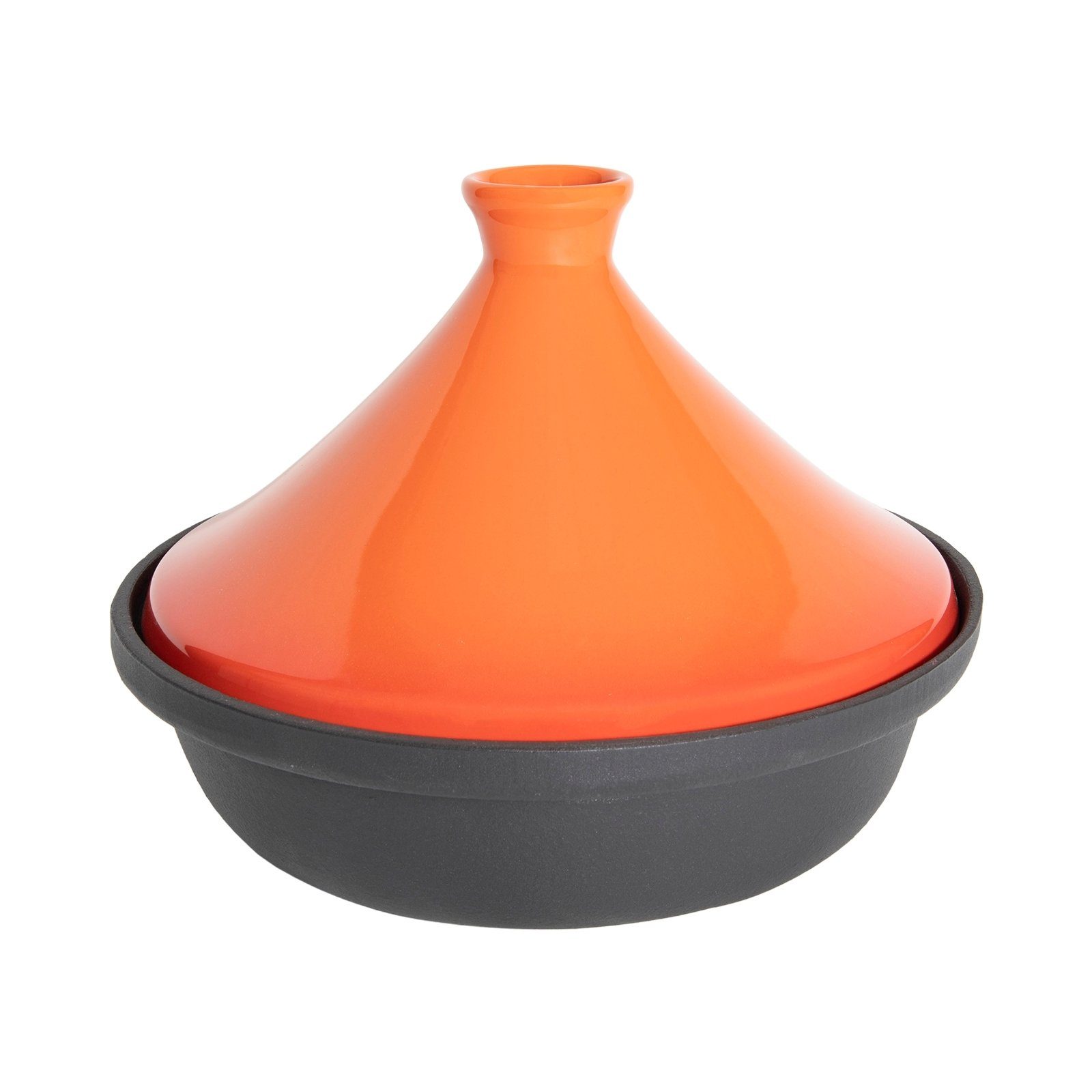 Tajine (Stück, Bratentopf Orange, Keramik, Gusseisen Neuetischkultur Rot Dampfgartopf 1-tlg),