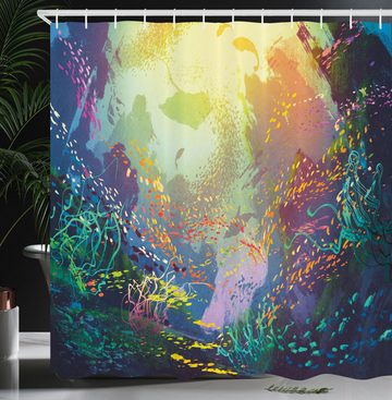 Abakuhaus Duschvorhang Moderner Digitaldruck mit 12 Haken auf Stoff Wasser Resistent Breite 175 cm, Höhe 180 cm, Ozean Coral Reef Aquarium Kunst