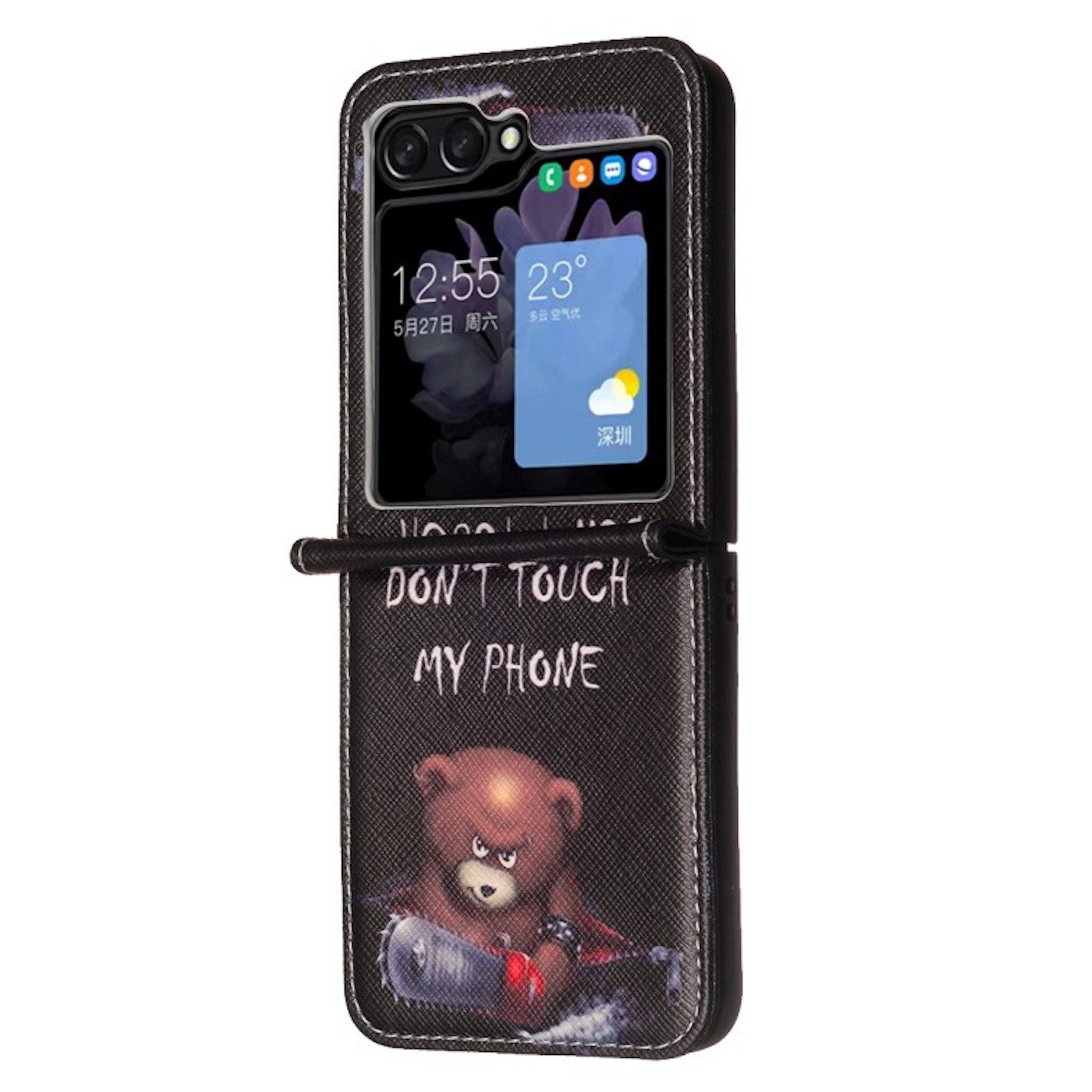 Wigento Smartphone-Hülle Für Samsung Galaxy Z Flip7 Kunstleder Book Wallet Motiv Tasche Hülle, Kunst-Leder Motiv Schutzhülle