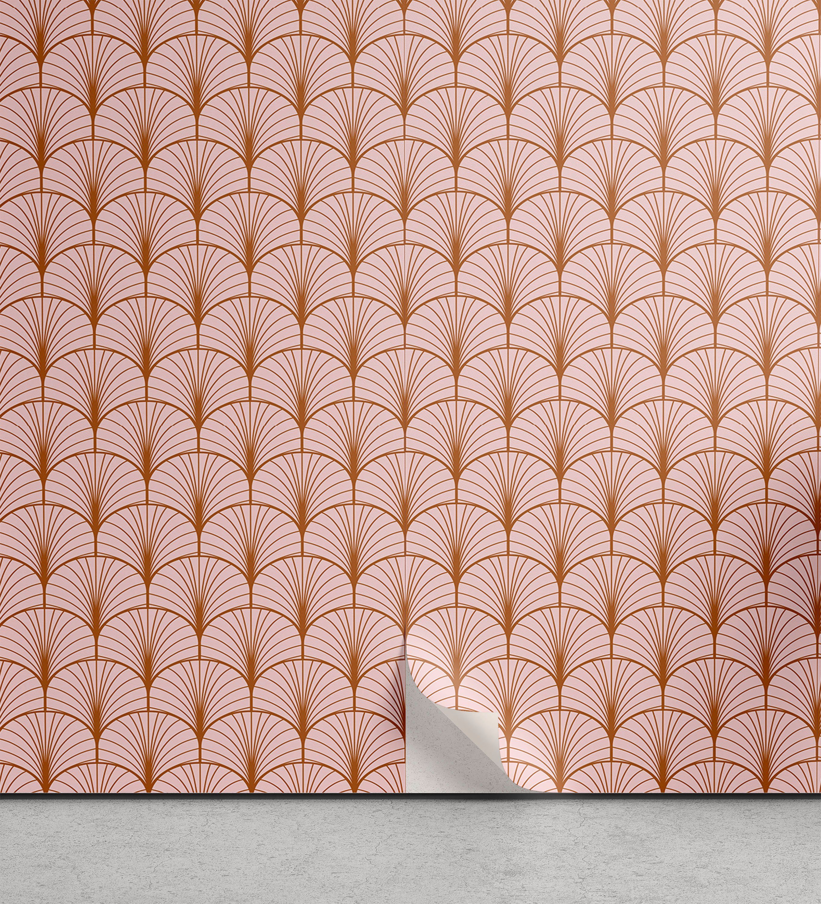 Abakuhaus Vinyltapete selbstklebendes Wohnzimmer Küchenakzent, erröten Rosa Geometric Art Deco Motif