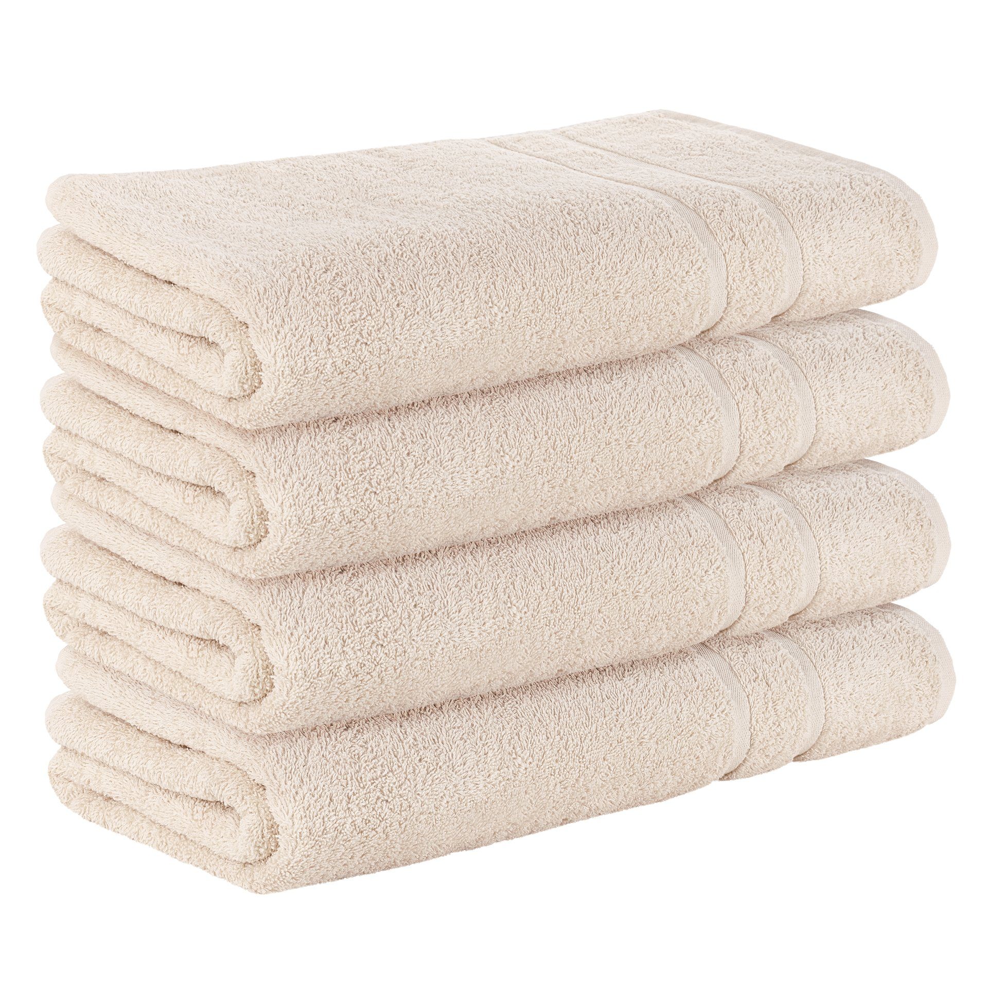 StickandShine Saunatuch 4er Set Premium Frottee Saunatücher 80x200 cm CREME Frottee