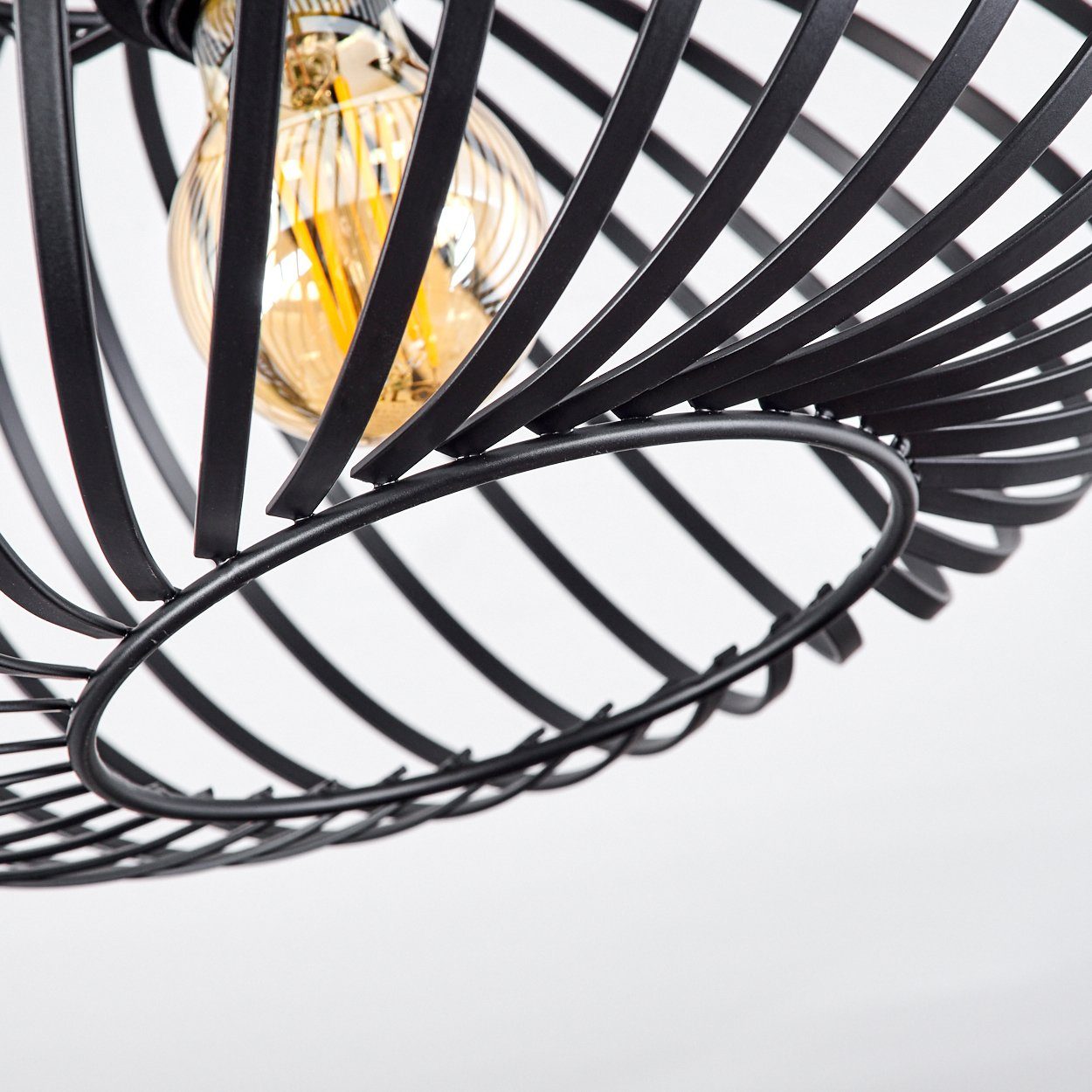 hofstein Deckenleuchte »Aidone« runde Deckenlampe aus Metall in Schwarz, ohne Leuchtmittel, E27, Ø30cm, Leuchte im Retro/Vintage-Design,Lichteffekt,Gitter-Optik