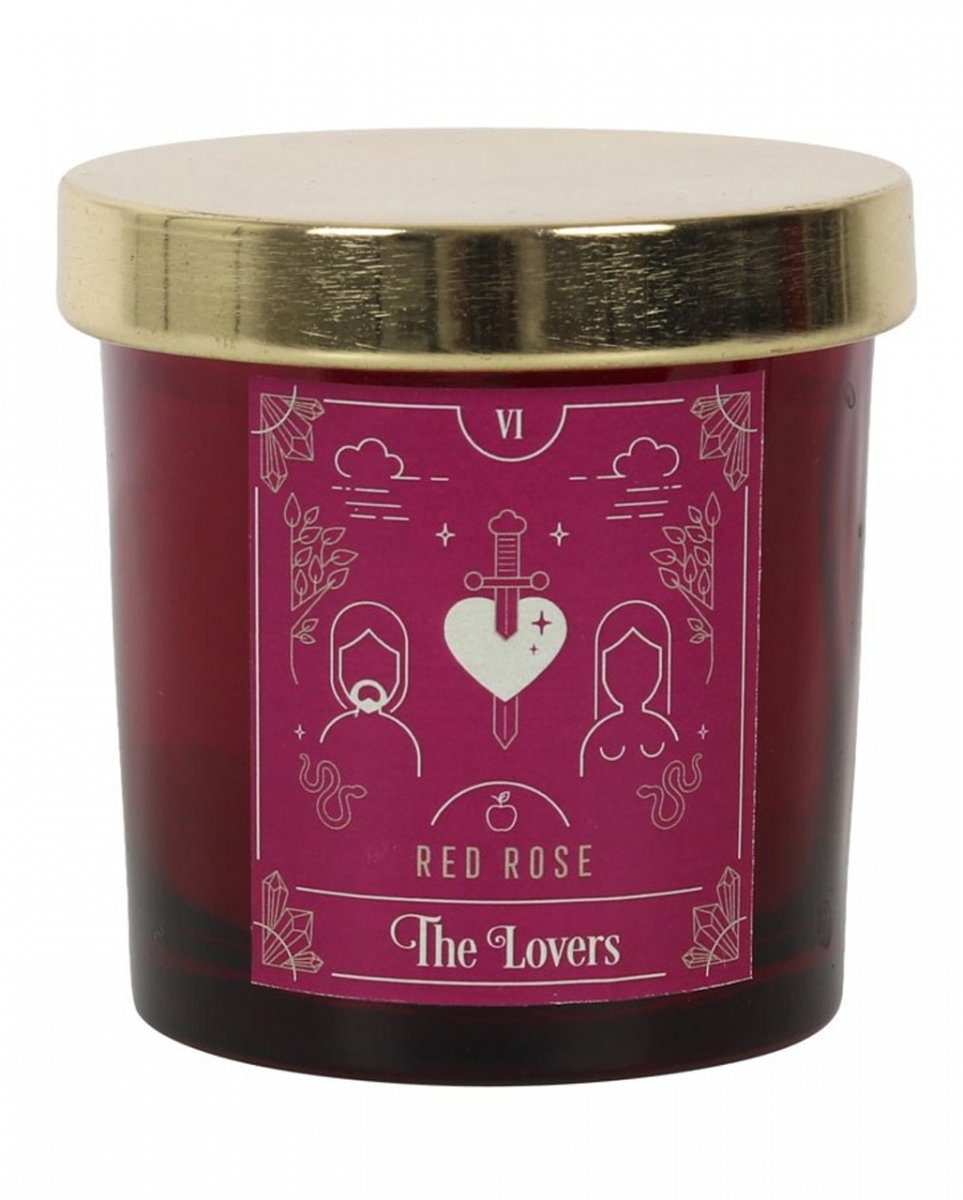 Horror-Shop Dekofigur Rote Rose Tarot Kerze ";The Lovers";