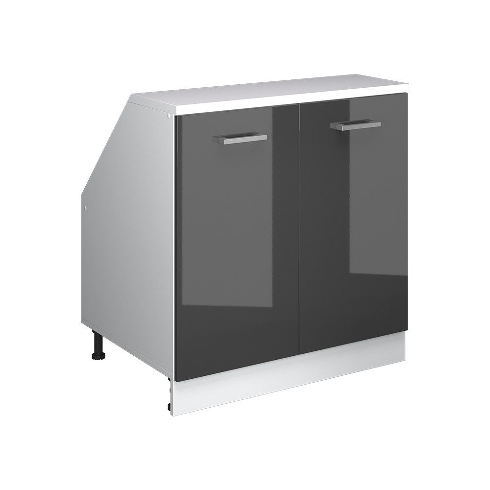Vicco Kommode Rion, Anthrazit Hochglanz/Weiß, 80 x 81.6 cm mit 2 Türen, Schrank... (1 St)