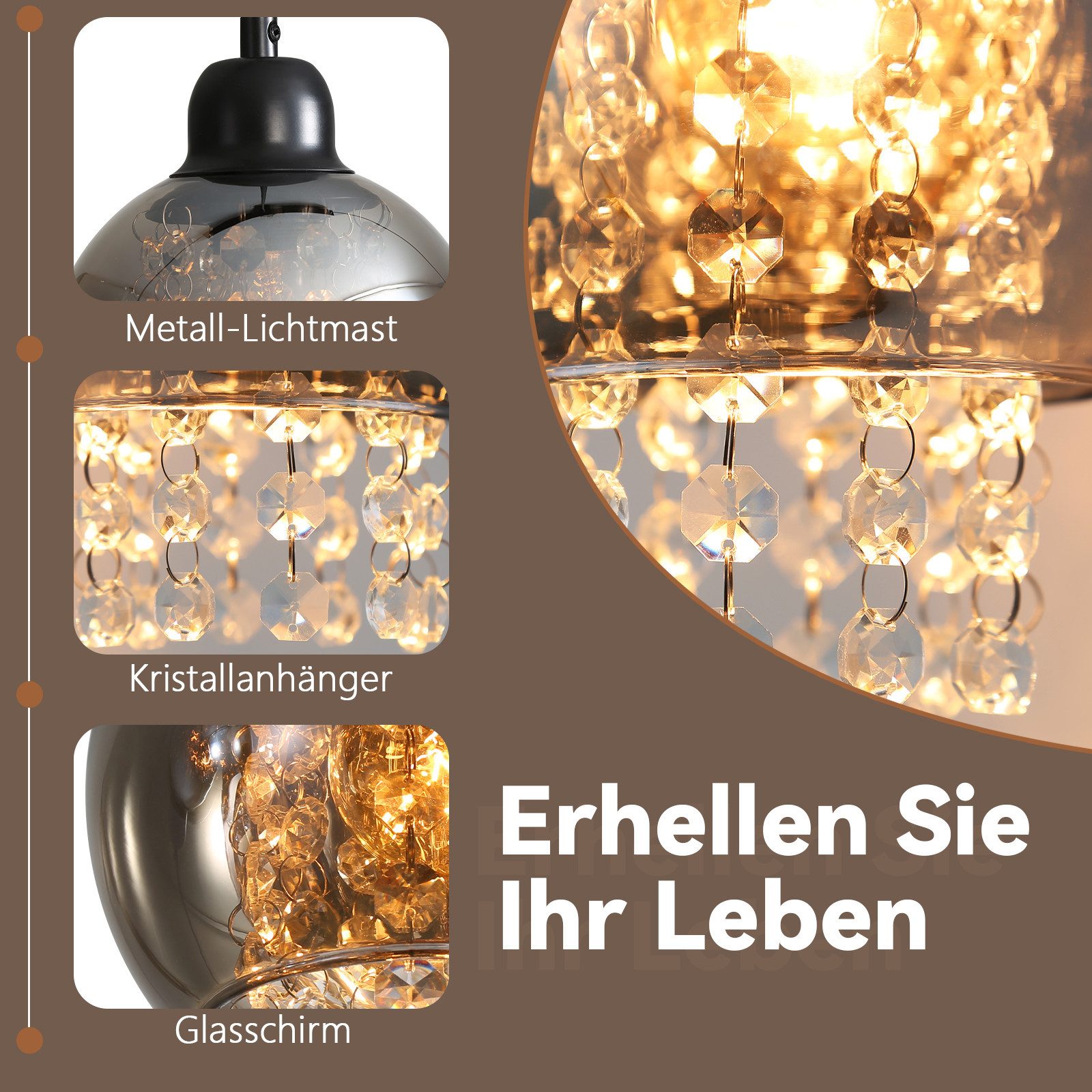 Nettlife Pendelleuchte Esstisch Schwarz Kristall Glas günstig online kaufen