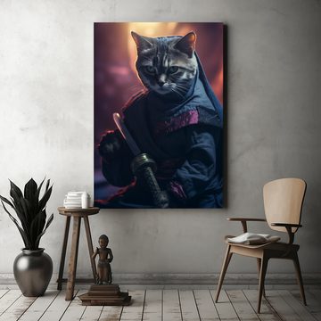 Hustling Sharks Leinwandbild Katze-Bild als XXL Leinwandbild "Cat Warrior 3" - exklusives Tierbild, in 7 unterschiedichen Größen verfügbar