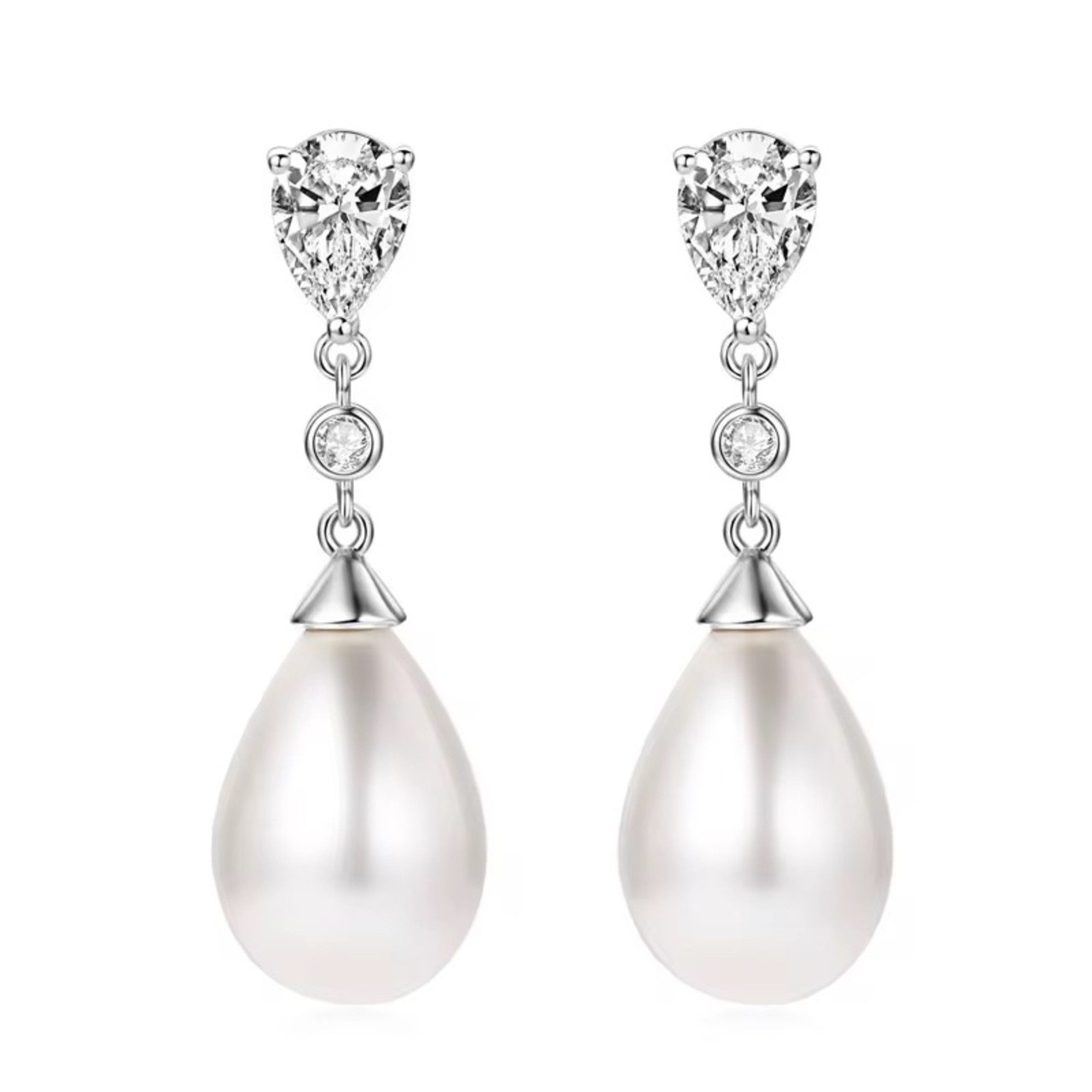 ROUGEMONT Paar Creolen Funkelnde Moissanit Damen Ohrhänger Tropfen 925 sterling Silber, Echtschmuck