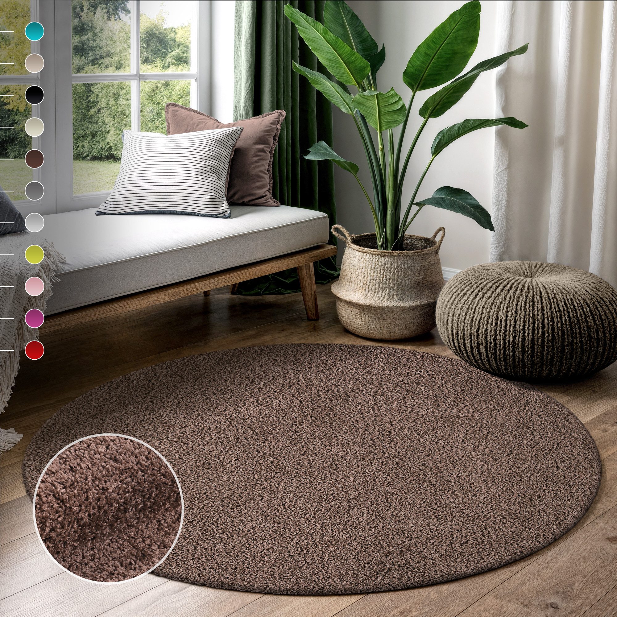 Sanat Hochflor-Teppich LOCA, rund, Höhe: 30 mm, Wohnzimmer, Langflor, Shaggy, Schlafzimmer