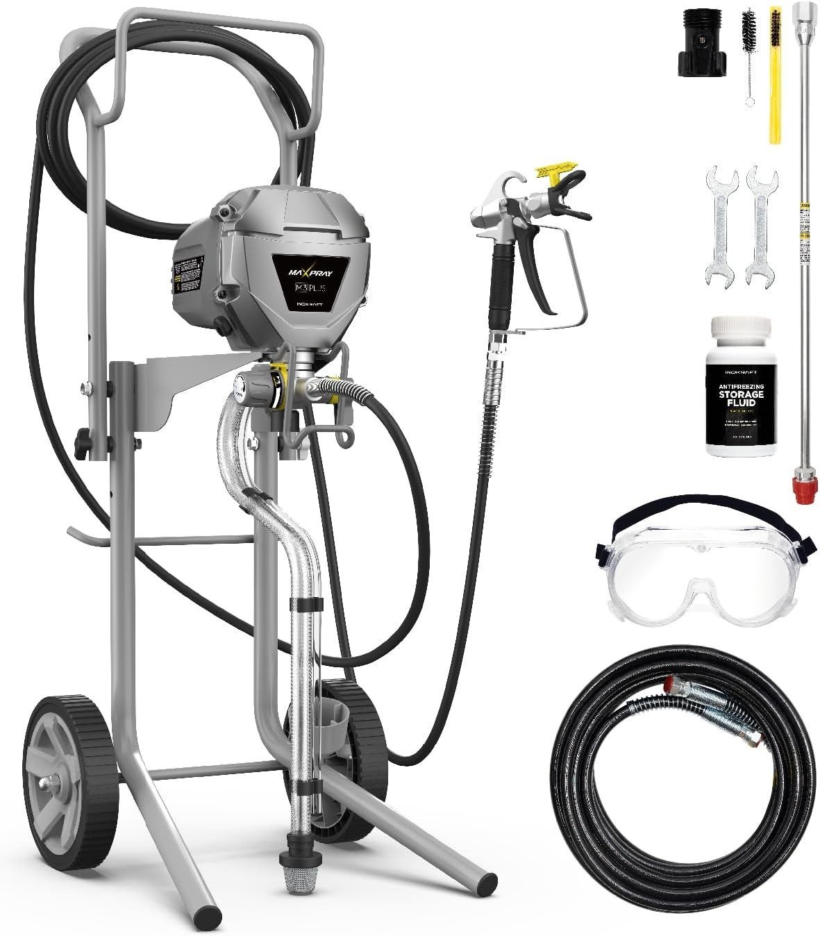 InoKraft Farbsprühgerät InoKraft M1/M3 Airless Farbspritzgerät, verdünnungsfrei, inkl. Zubehör, Verdünnungsfreies Sprühen, geringes Overspray