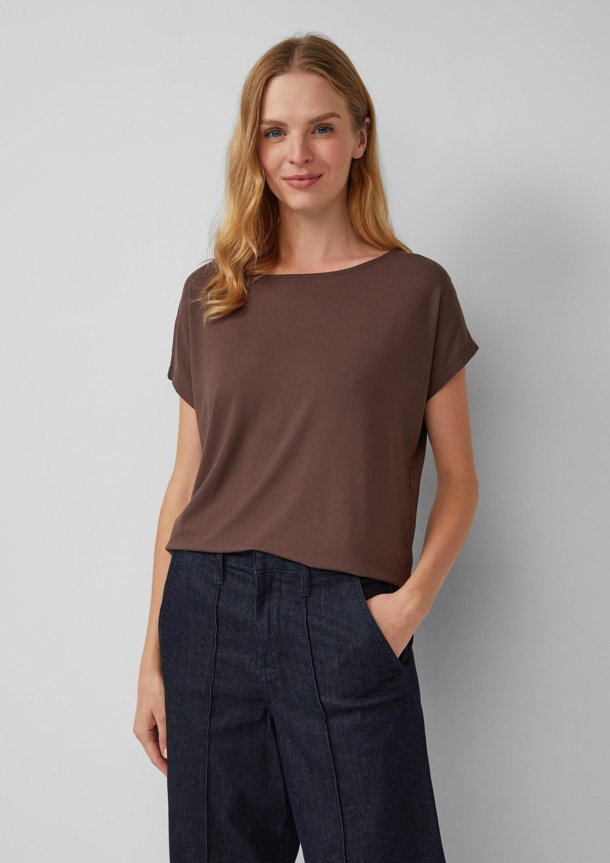 s.Oliver Kurzarmshirt T-Shirt Fließendes Jersey-Shirt mit überschnittenen S günstig online kaufen