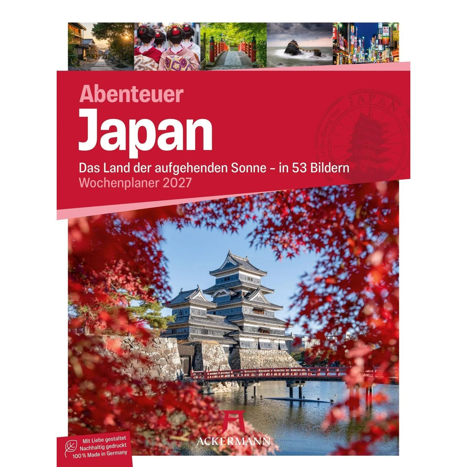 Ackermann Wandkalender Japan Wochenplaner Kalender 2027, Das Land der aufgehenden Sonne