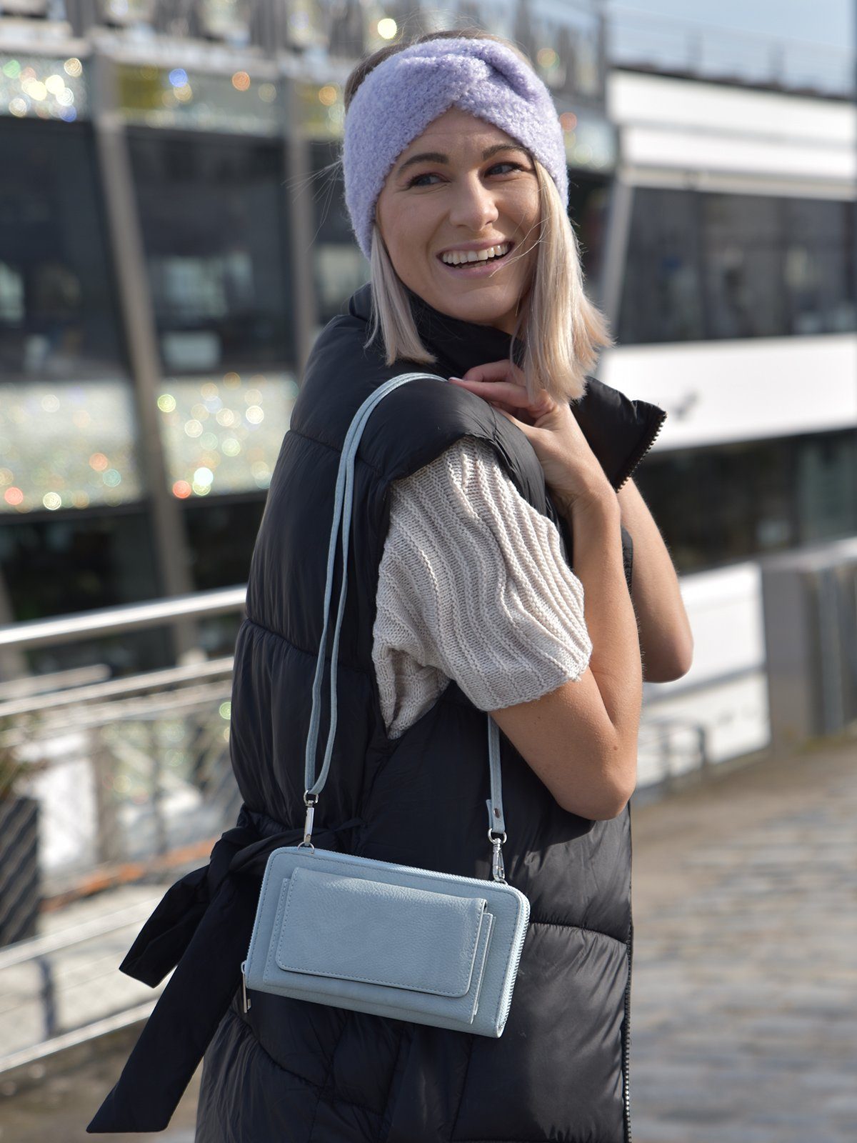 styleBREAKER Smartphonetasche (1-tlg), mit Handyfach Unifarben Hellgrau Geldbörse