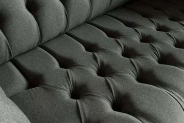 JVmoebel Chesterfield-Sofa, Graue Designer Sofa Couch Polster XXL 2 Sitzer