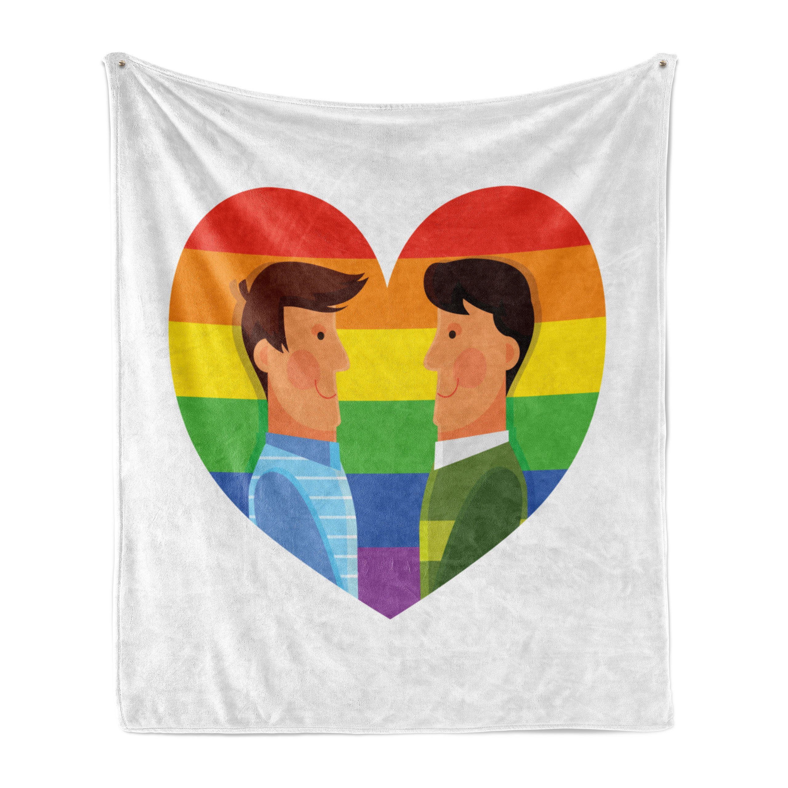 und Abakuhaus, Männer Gemütlicher den Stolz Lächeln Innen- Regenbogen-Flagge Wohndecke Außenbereich, Plüsch Homosexuell für