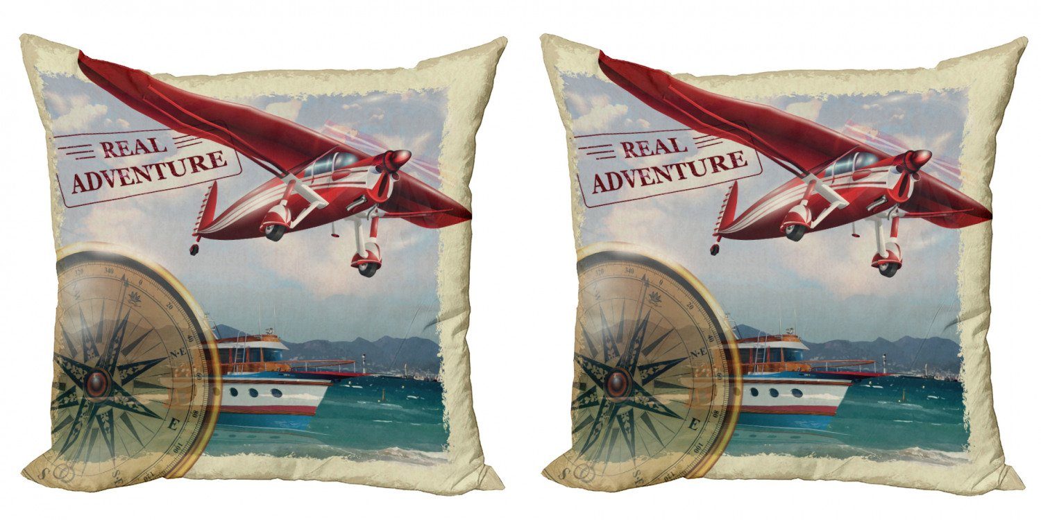 Accent Abakuhaus Red (2 Kissenbezüge Stück), Doppelseitiger Modern Küste Abenteuer Digitaldruck, Plane