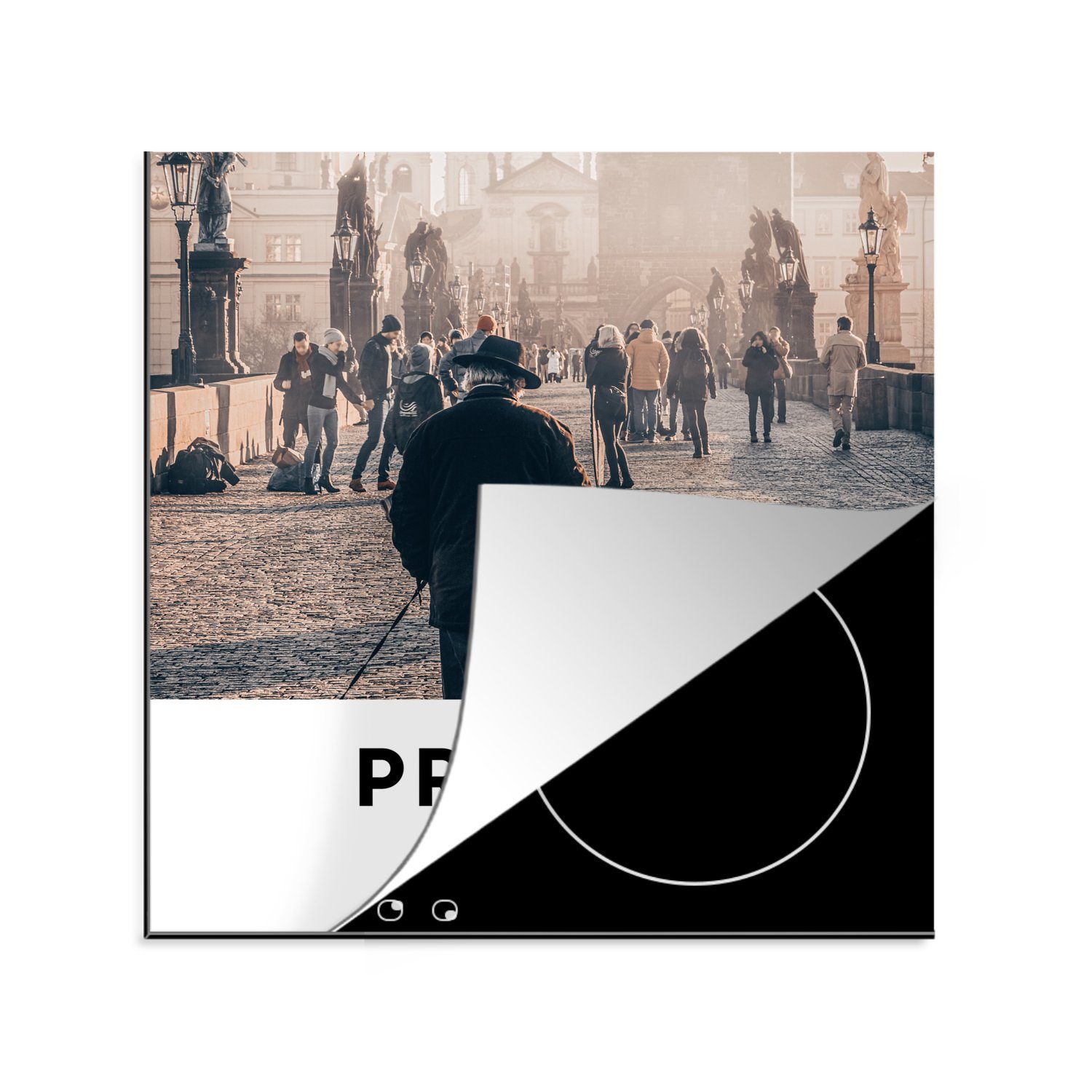 MuchoWow Herdblende-/Abdeckplatte Prag - Tschechische Republik - Mensch, Vinyl, (1 tlg), 78x78 cm, Ceranfeldabdeckung, Arbeitsplatte für küche | Herdabdeckplatten