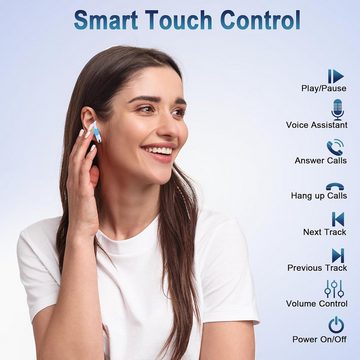 Wasart Bluetooth 5.3 mit 40H Tiefer Bass, 2024 Neue Kabellose In-Ear-Kopfhörer (Kabellos und komfortabel: Genießen Sie klangvolle Freiheit mit sicherem Halt.", mit ENC Noise Cancelling Mic, IP7 Wasserdicht Earbuds Ohrhörer, USB-C)