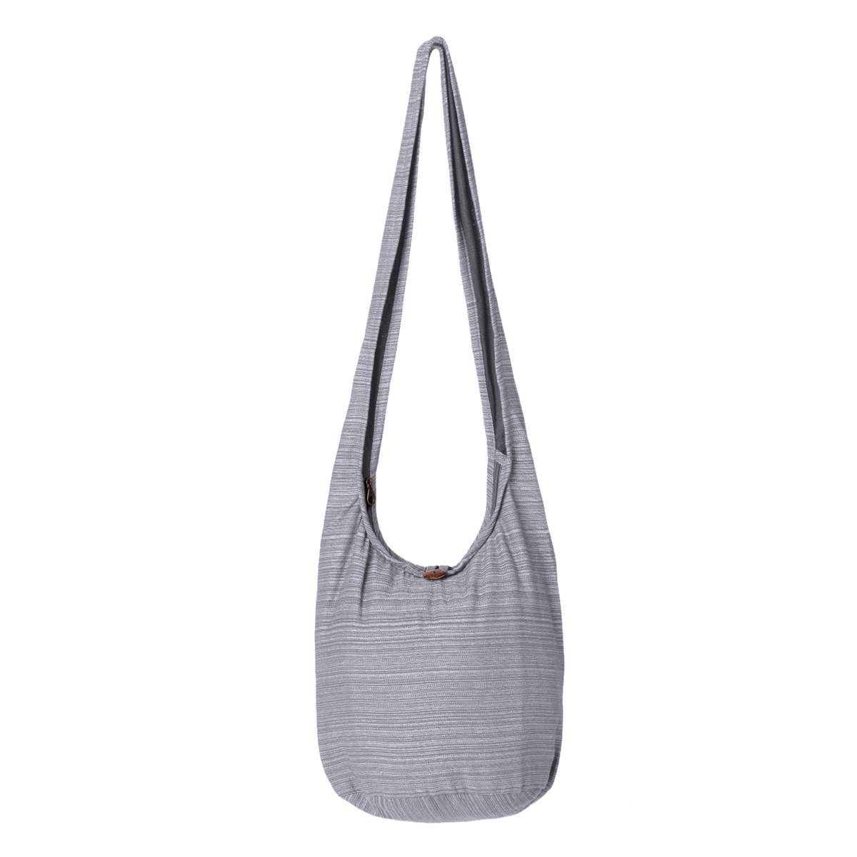 PANASIAM Wickeltasche Schulterbeutel Lini Beuteltasche aus 100% Baumwolle Schultertasche, In 2 Größen auch als Strandtasche Yogatasche oder Handtasche nutzbar grau