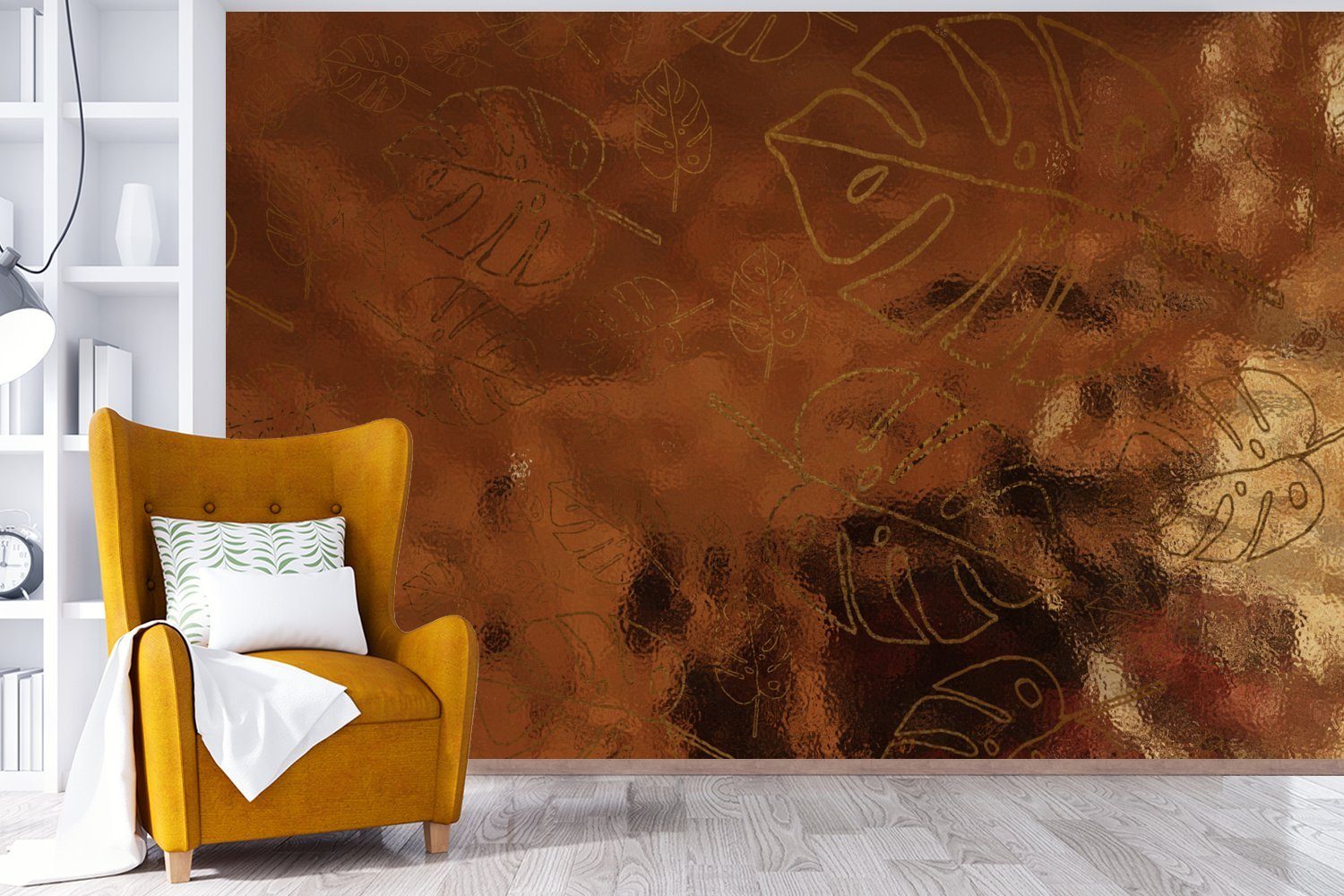 Wohnzimmer, Bronze Wallpaper Fototapete St), Matt, MuchoWow (6 - Figur, für Kinderzimmer, Tapete Muster Schlafzimmer, - Vinyl bedruckt,