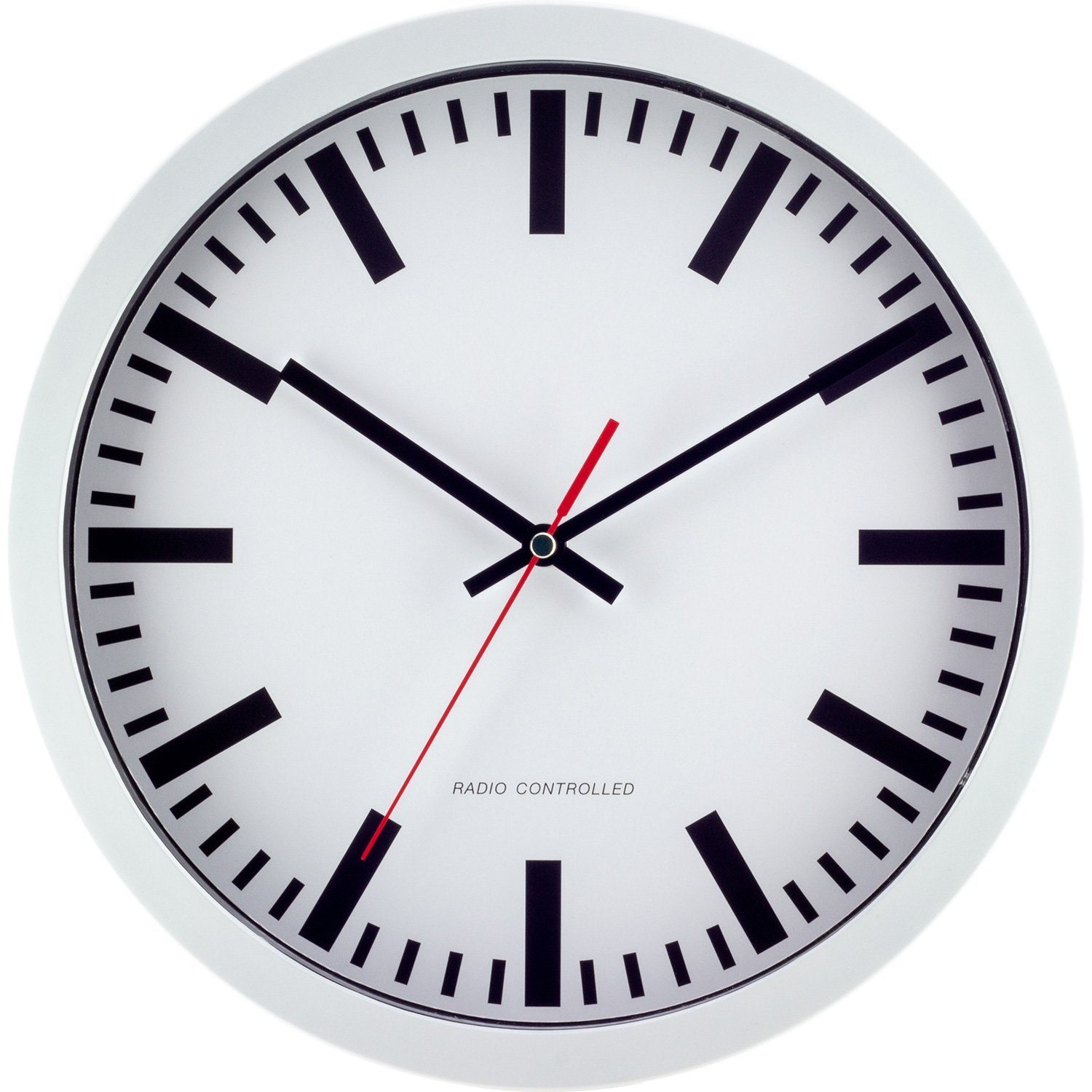 EUROTIME Funkwanduhr Funk-Wanduhr Bahnhof-Style, weiß
