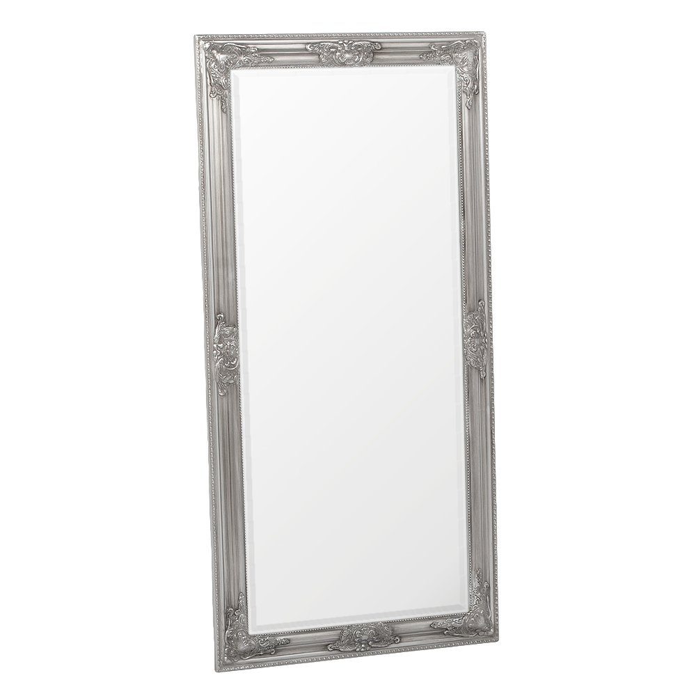 LebensWohnArt Wandspiegel Eleganter Barock Spiegel BESSA 100x50cm silber-antik Holzrahmen