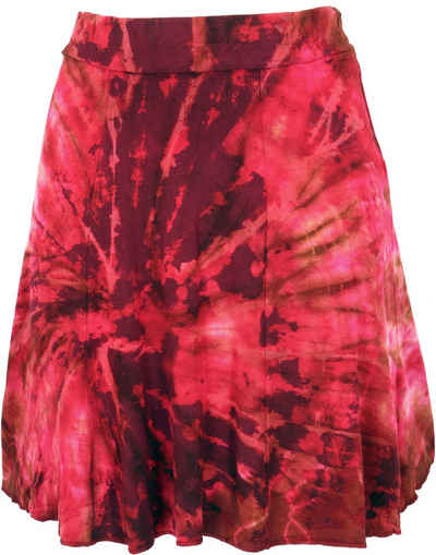 Guru-Shop Minirock Batik Hippie Minirock, Boho Sommerrock - pink/rot alternative Bekleidung