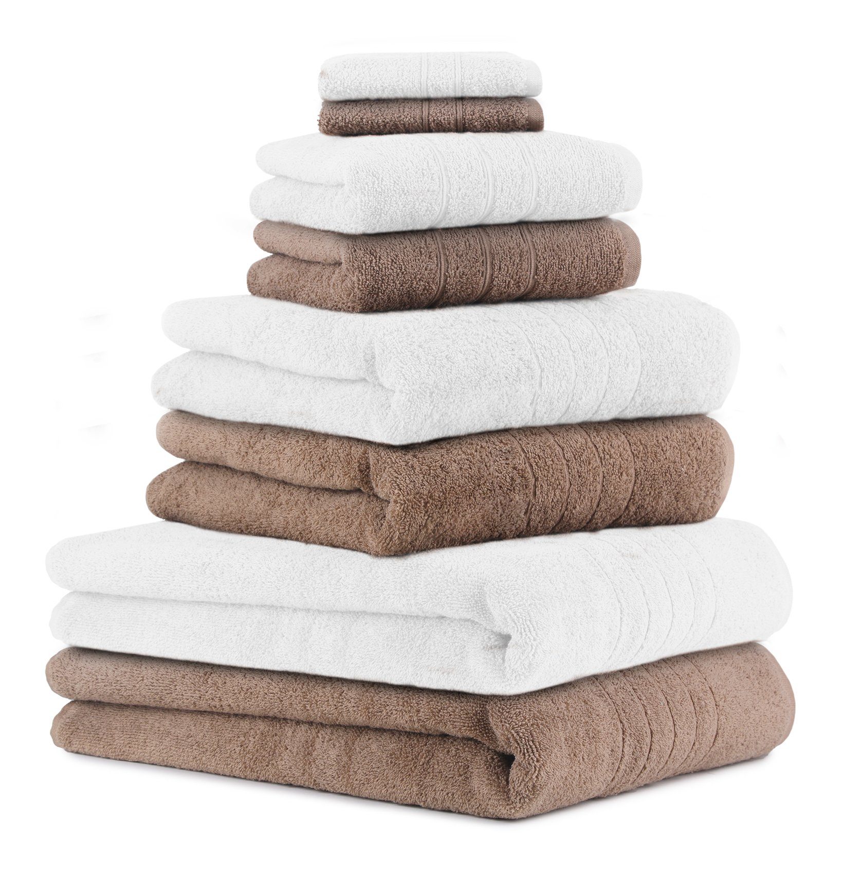 2 2 Baumwolle, Mokka, (8-tlg) Farbe und Betz Set Deluxe 100% Handtuch Baumwolle Handtücher 2 Seiftücher 8-TLG. Handtuch-Set 100% 2 Badetücher weiß Duschtücher