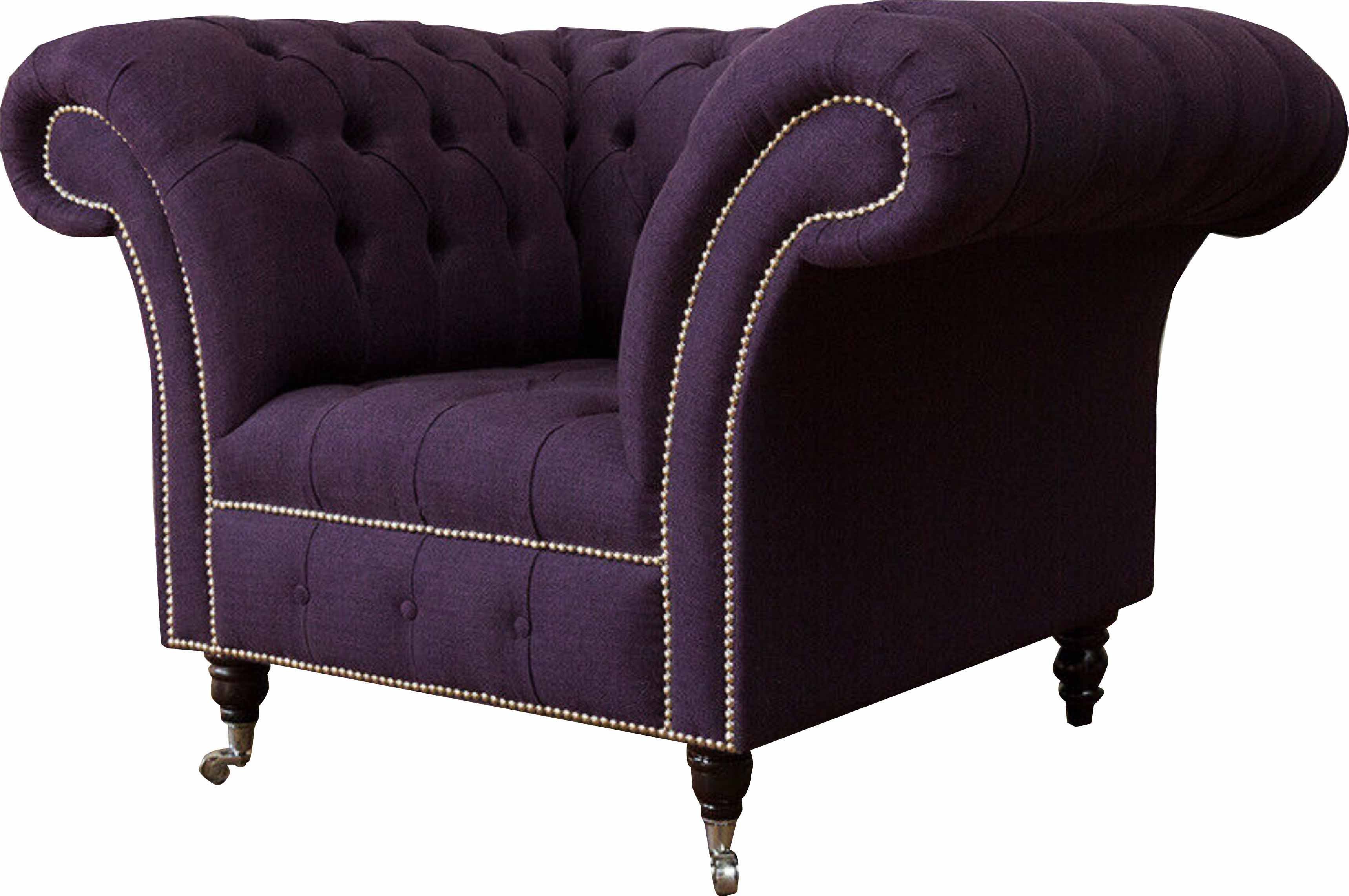 JVmoebel Chesterfield-Sessel, Textil Sessel Wohnzimmer Couch Design Chesterfield Klassisch