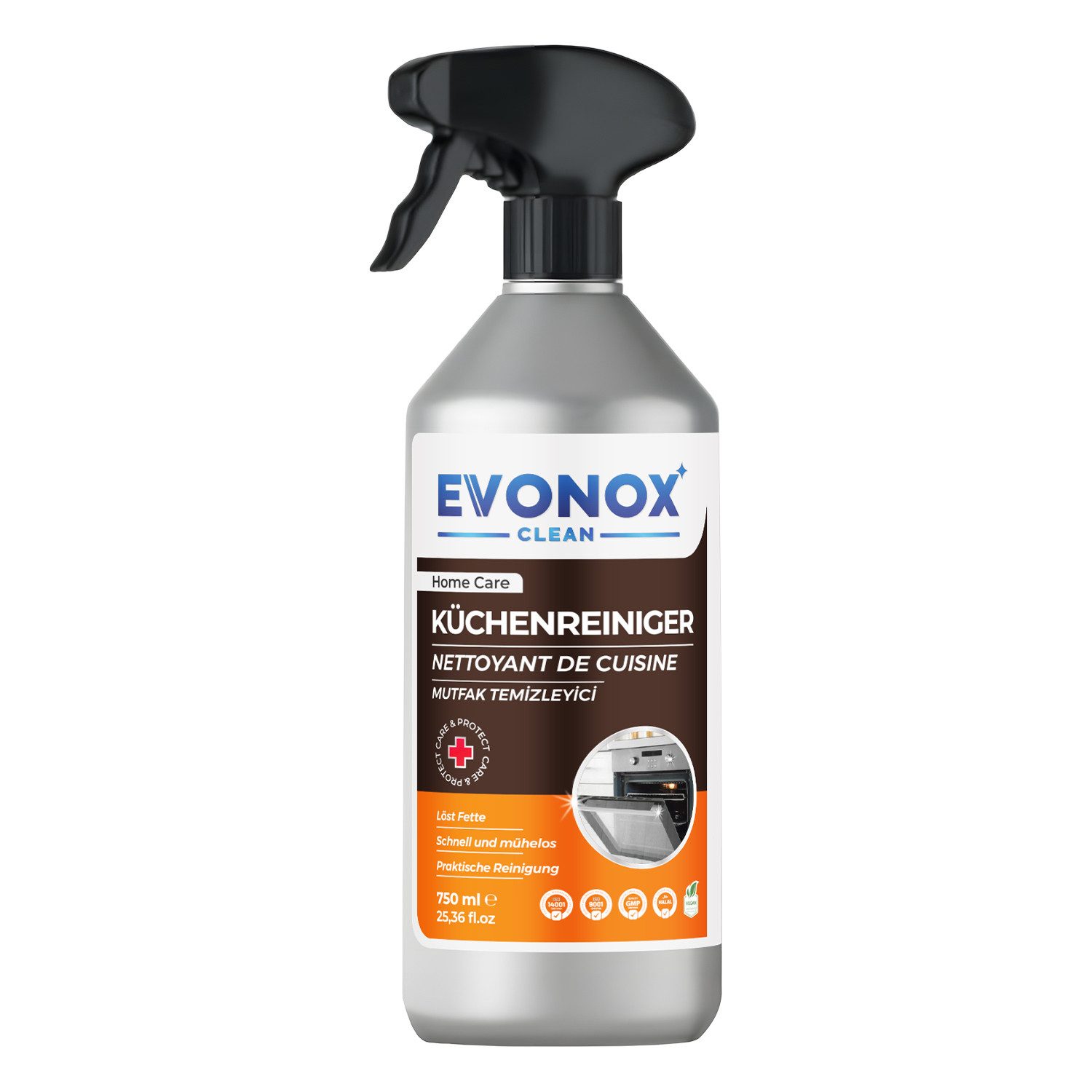 EVONOX ULTRA LEISTUNGSSTARKER KÜCHENREINIGER & FETTLÖSER 750ML SET 1,2,3,5 Küchenreiniger (1-St. Effektive Reinigungskraft gegen Fett und Schmutz)