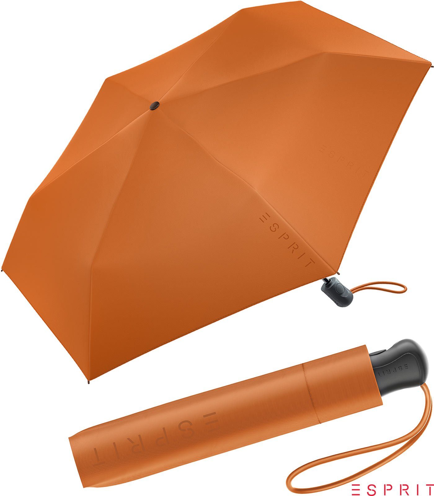 HW Taschenregenschirm stabil, - in den Damen 2022 burnt leicht, Auf-Zu neuen Trendfarben Esprit Easymatic orange, Slimline Automatik