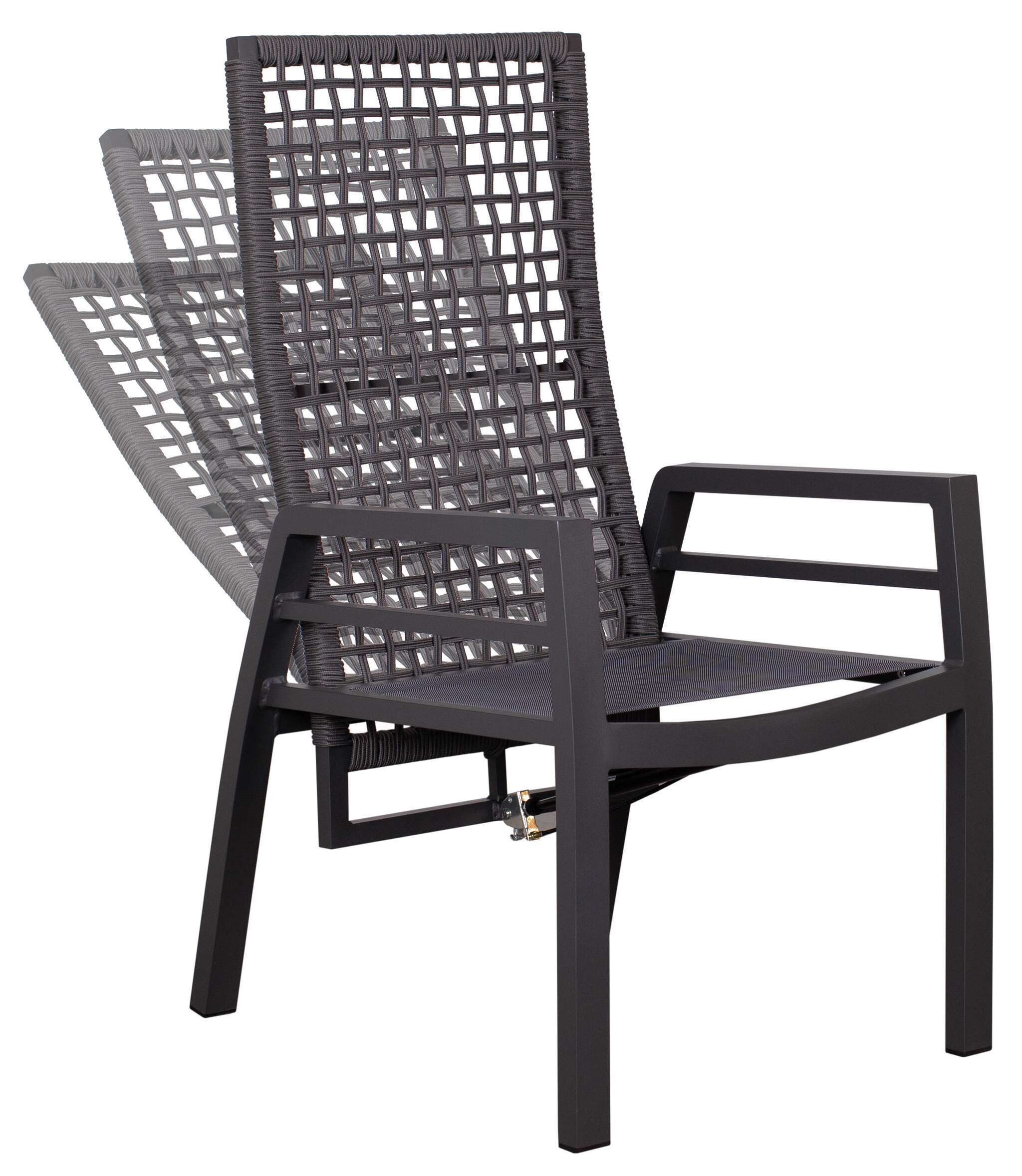 MR.DEKO Gartenstuhl Relaxsessel Gartenstuhl Lucena 2er Set inkl.Sitzkissen Hochlehner (2er Set Sessel, Verstellbare Rückenlehne, 2 St)